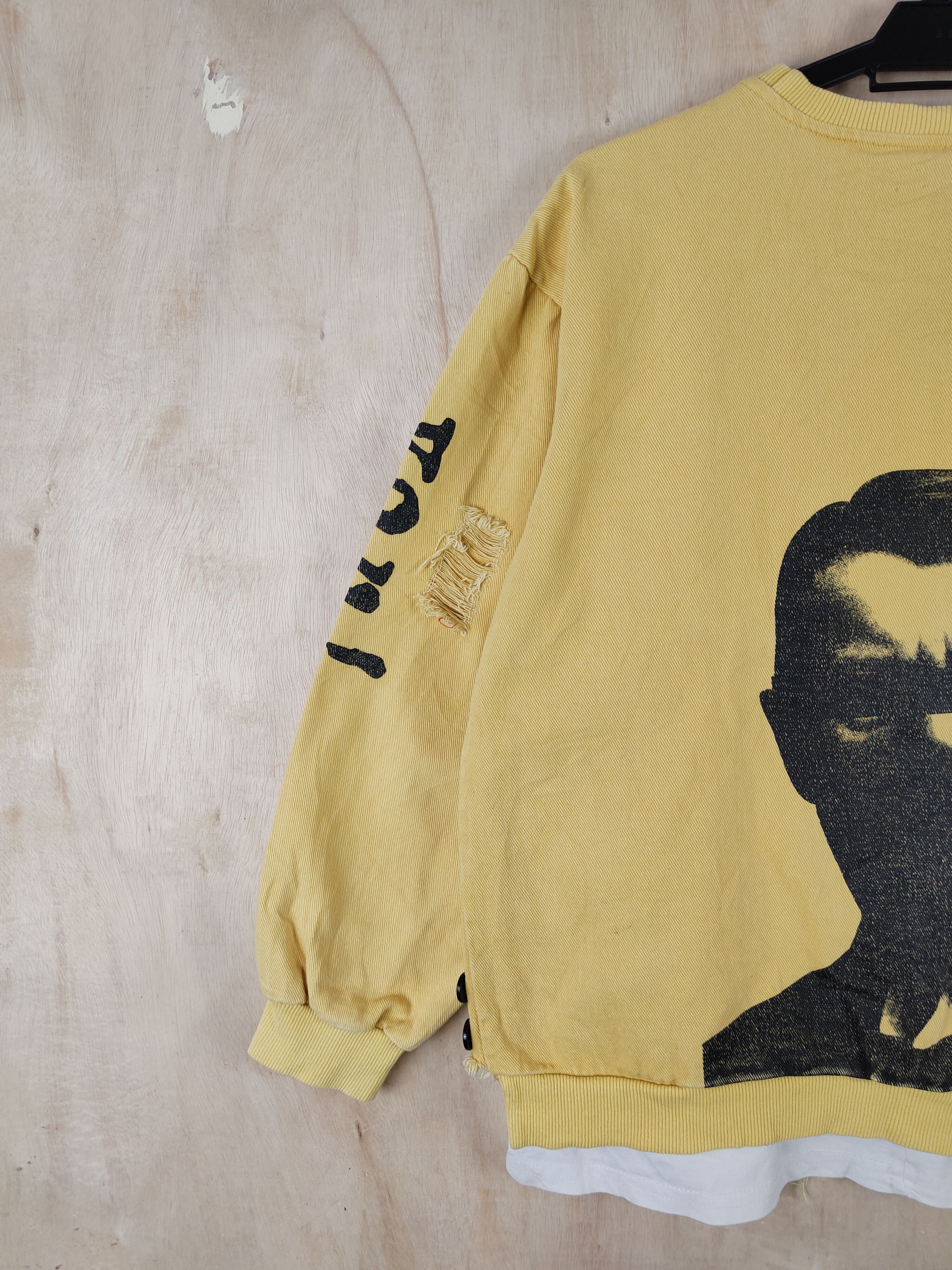 Japanese Brand Japan ripped distressed Yellow Thank You Sweatshirts #S2515 Size L / US 10 / IT 46 - 4 Thumbnail