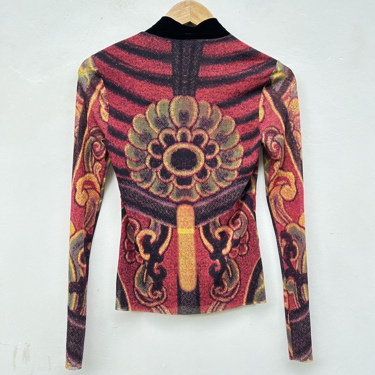 Archive Vivienne Tam - Oriental Dragon V-Neck Mesh Top