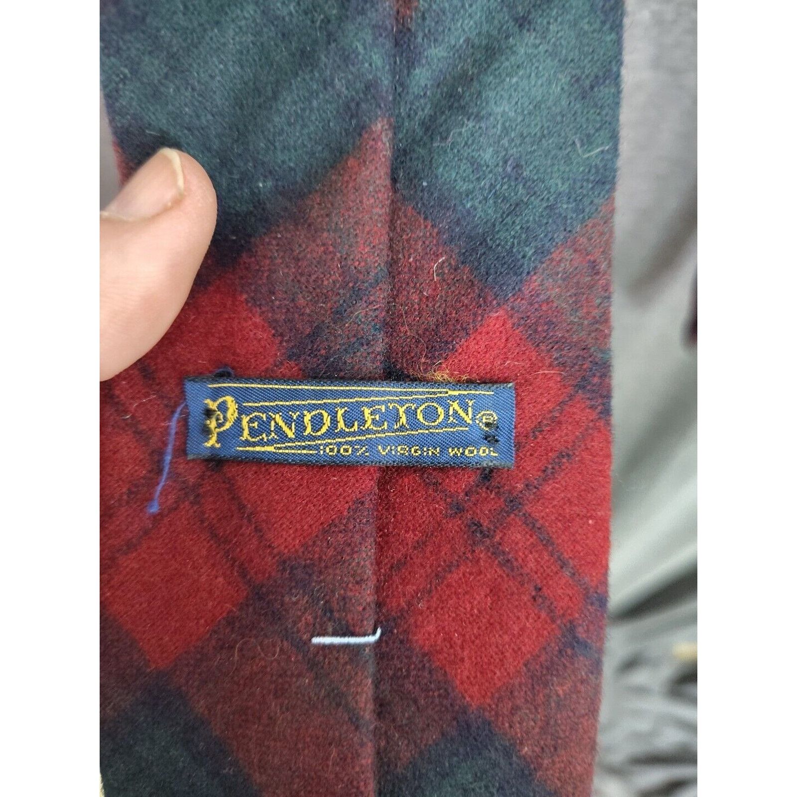 Pendleton Pendleton Neck Tie Mens Green Red Plaid Wool Made in USA Size ONE SIZE - 2 Thumbnail