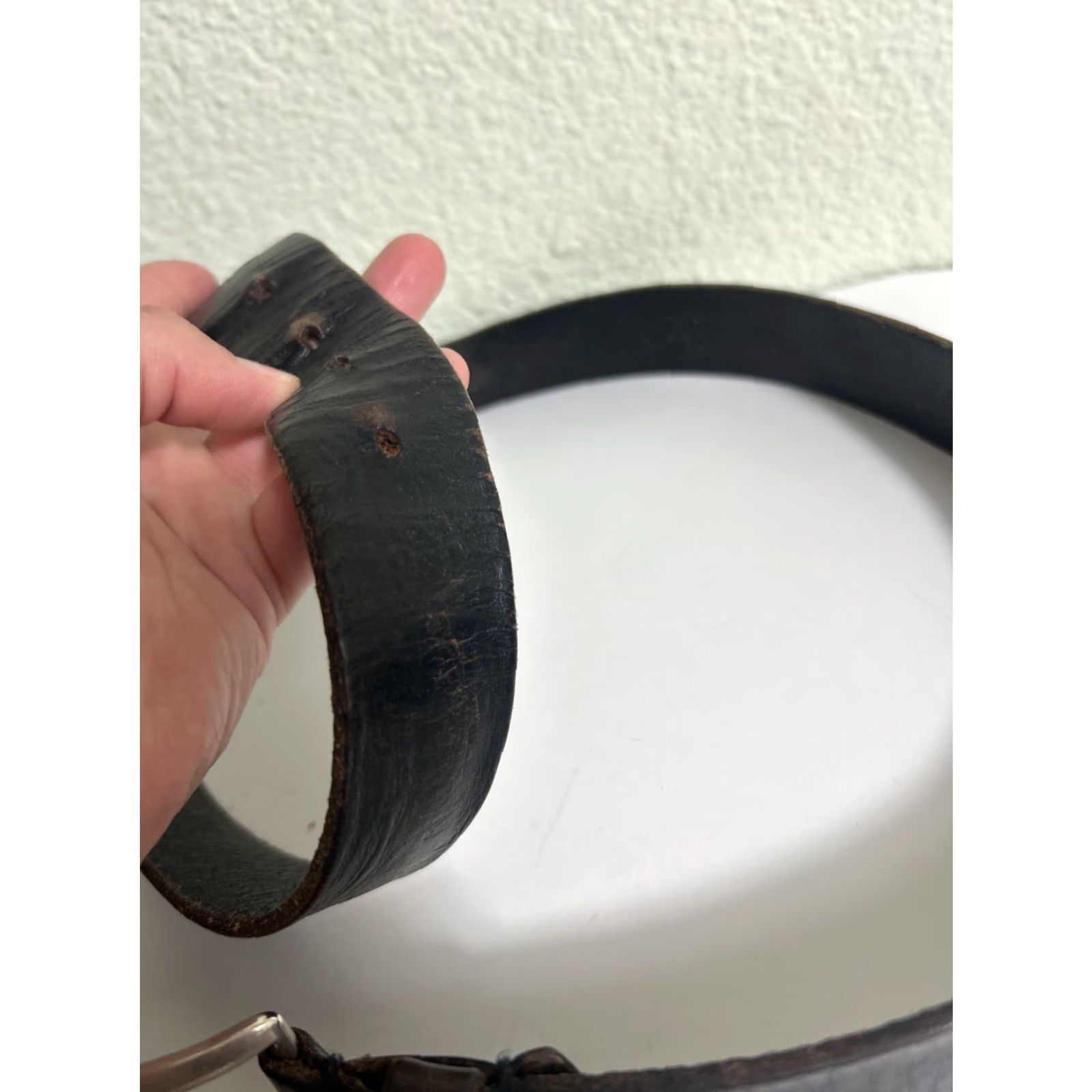 American Eagle Outfitters American Eagle Belt Dark Brown Leather Distressed Mens 38 Size 38 - 7 Thumbnail
