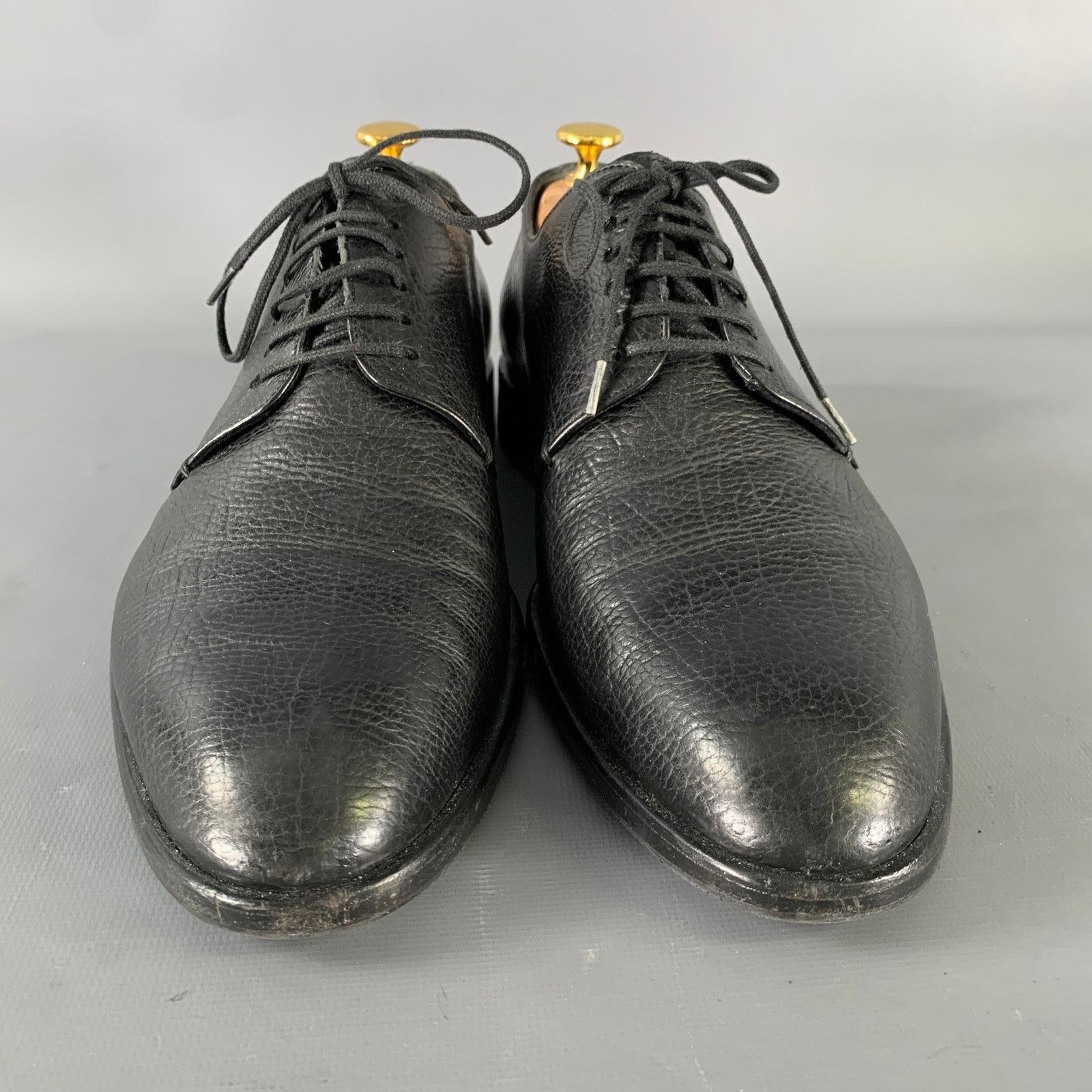 Giorgio Armani GIORGIO ARMANI 9.5 Black Leather Round Toe Lace Up Shoes Size US 9.5 / EU 42-43 - 4 Thumbnail