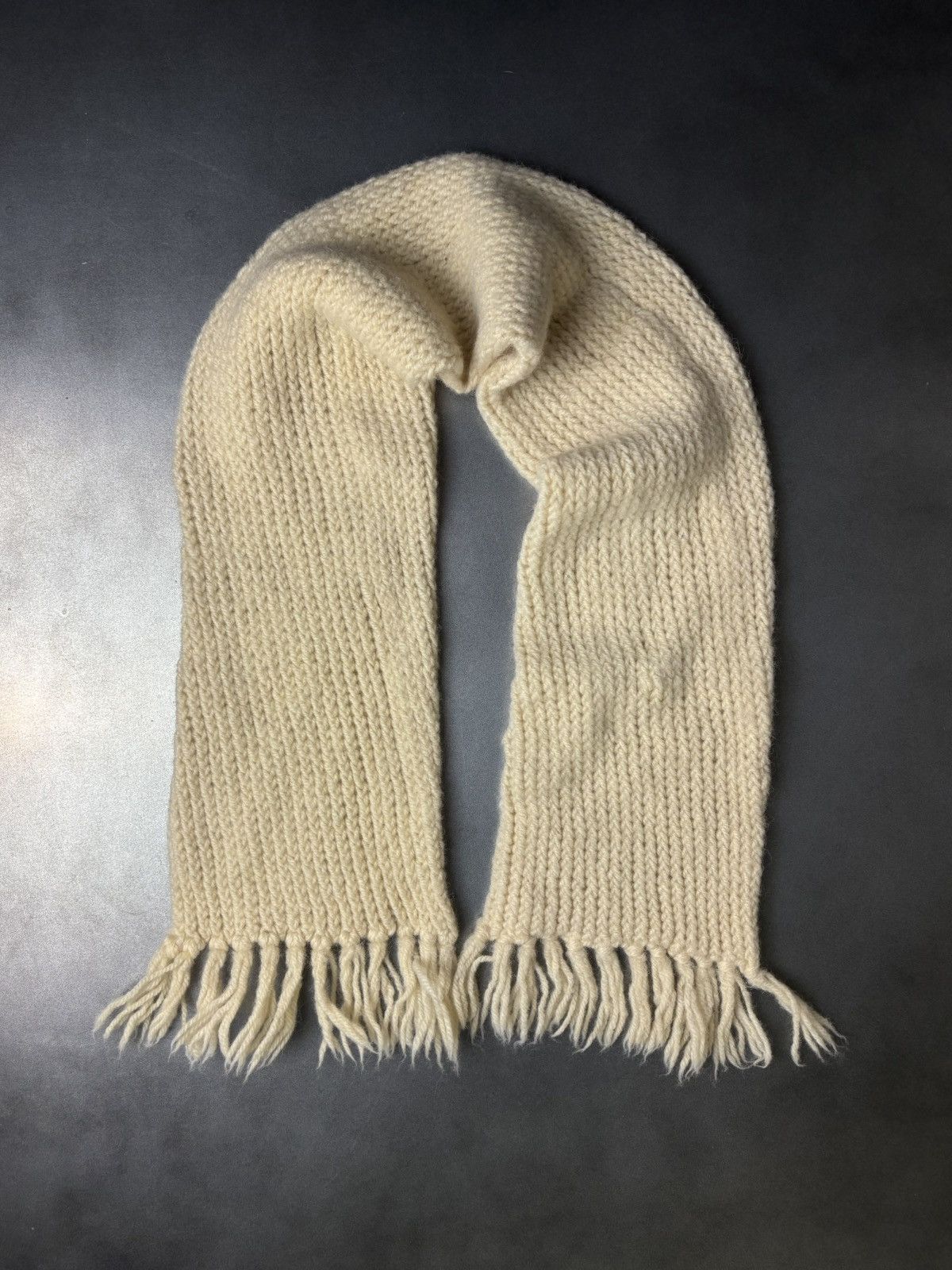 Aran Isles Knitwear × Vintage Vintage Scarf Cream Cable Knit Wool Acrylic Handknit 70s 80s Size ONE SIZE - 3 Thumbnail
