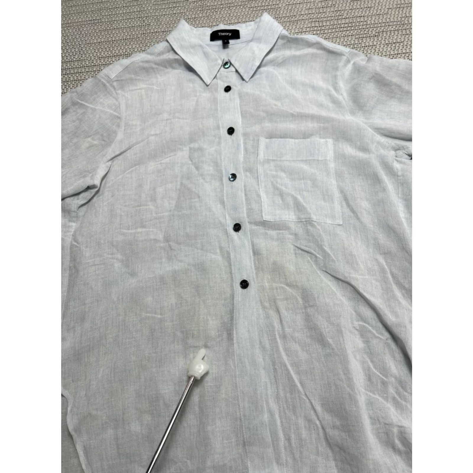 Theory Theory Shirt Womens Small White Linen Curved Hem Button Up Size S / US 4 / IT 40 - 5 Thumbnail