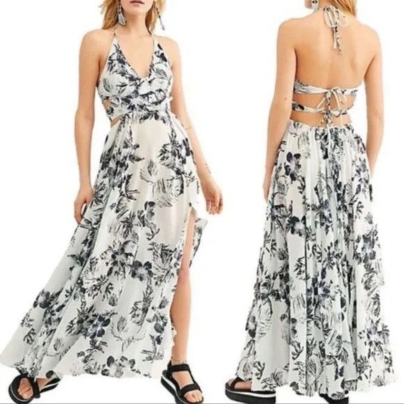 Free People Lille Maxi Dress in Blue Floral Size XS / US 0-2 / IT 36-38 - 3 Thumbnail