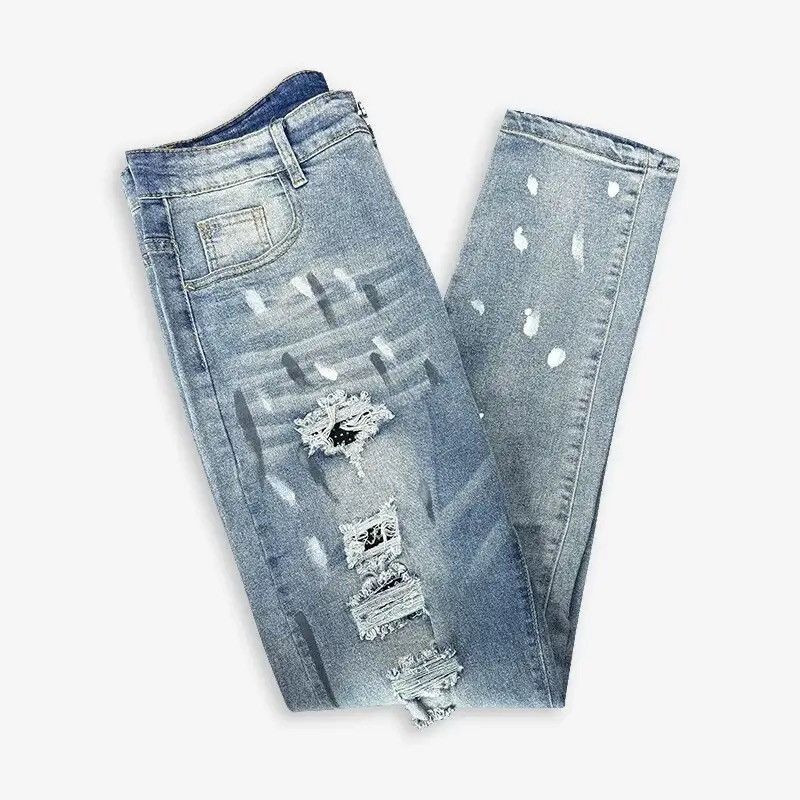 Japanese Brand × Vintage Ripped Skinny Jeans Y2k Hip Hop Patchwork Fashion Size US 31 - 3 Thumbnail