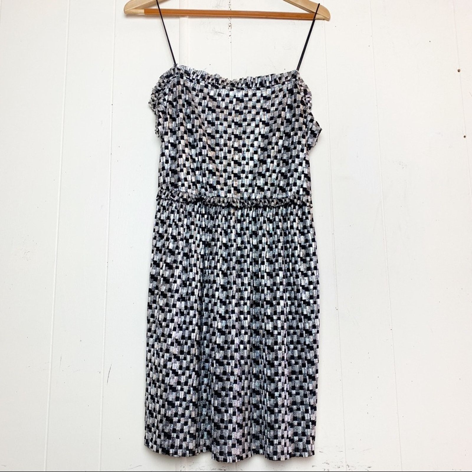 Zara Zara Silver Black Spaghetti Strap Mini Dress Size Large Size L / US 10 / IT 46 - 2 Thumbnail