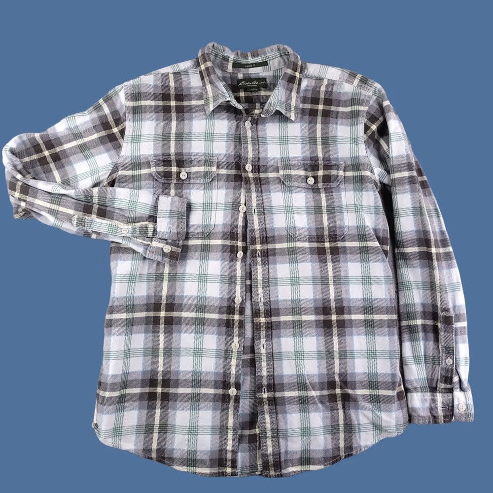 Eddie Bauer Eddie Bauer Shirt Mens Large Green Check Flannel Long Sleeve Button-Up Shirt Size US L / EU 52-54 / 3 - 1 Thumbnail