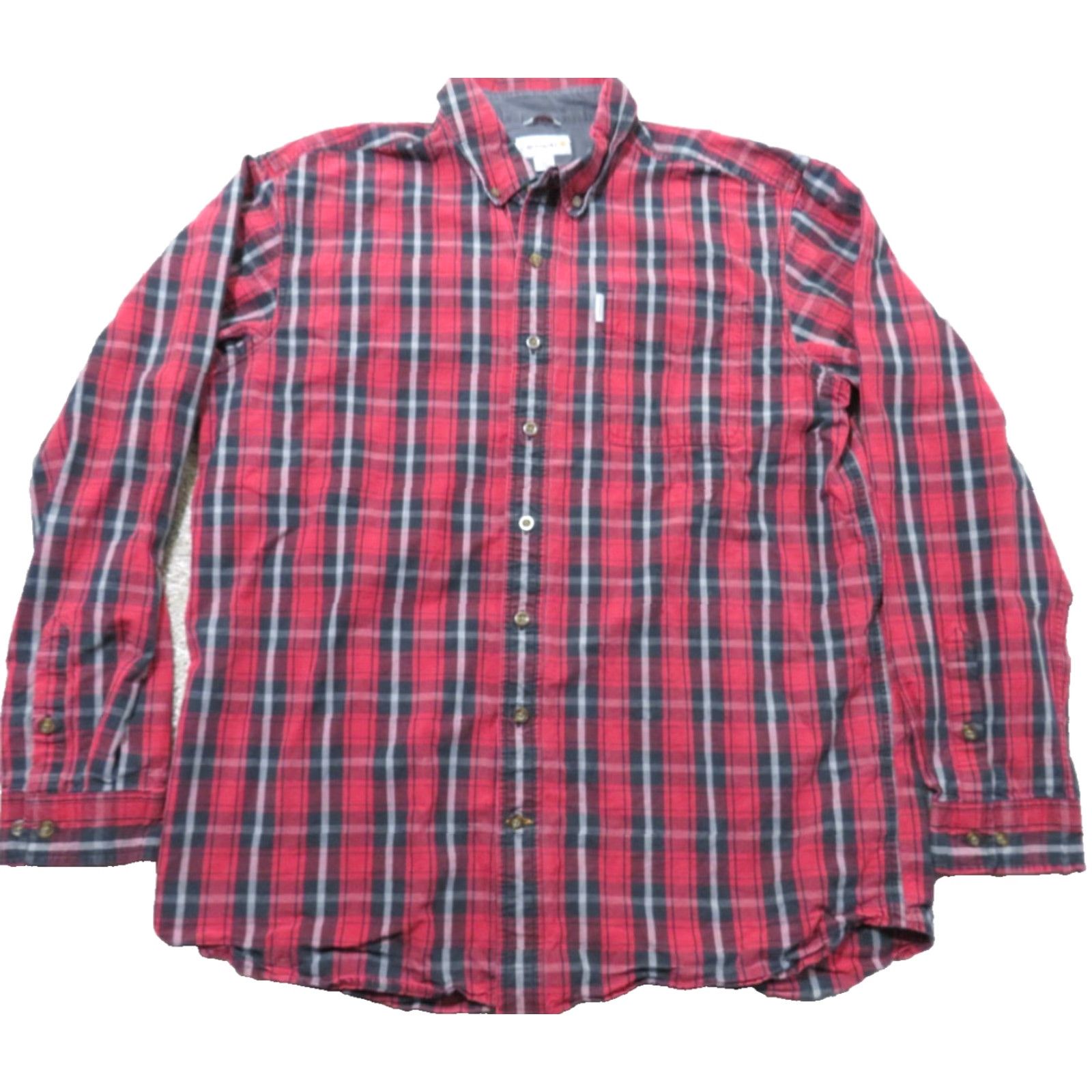 Carhartt Carhartt Shirt Mens XL Tall Red Plaid Relaxed Fit Long Sleeve Button-Up Cotton Flannel with Pockets Size US XL / EU 56 / 4 - 2 Thumbnail