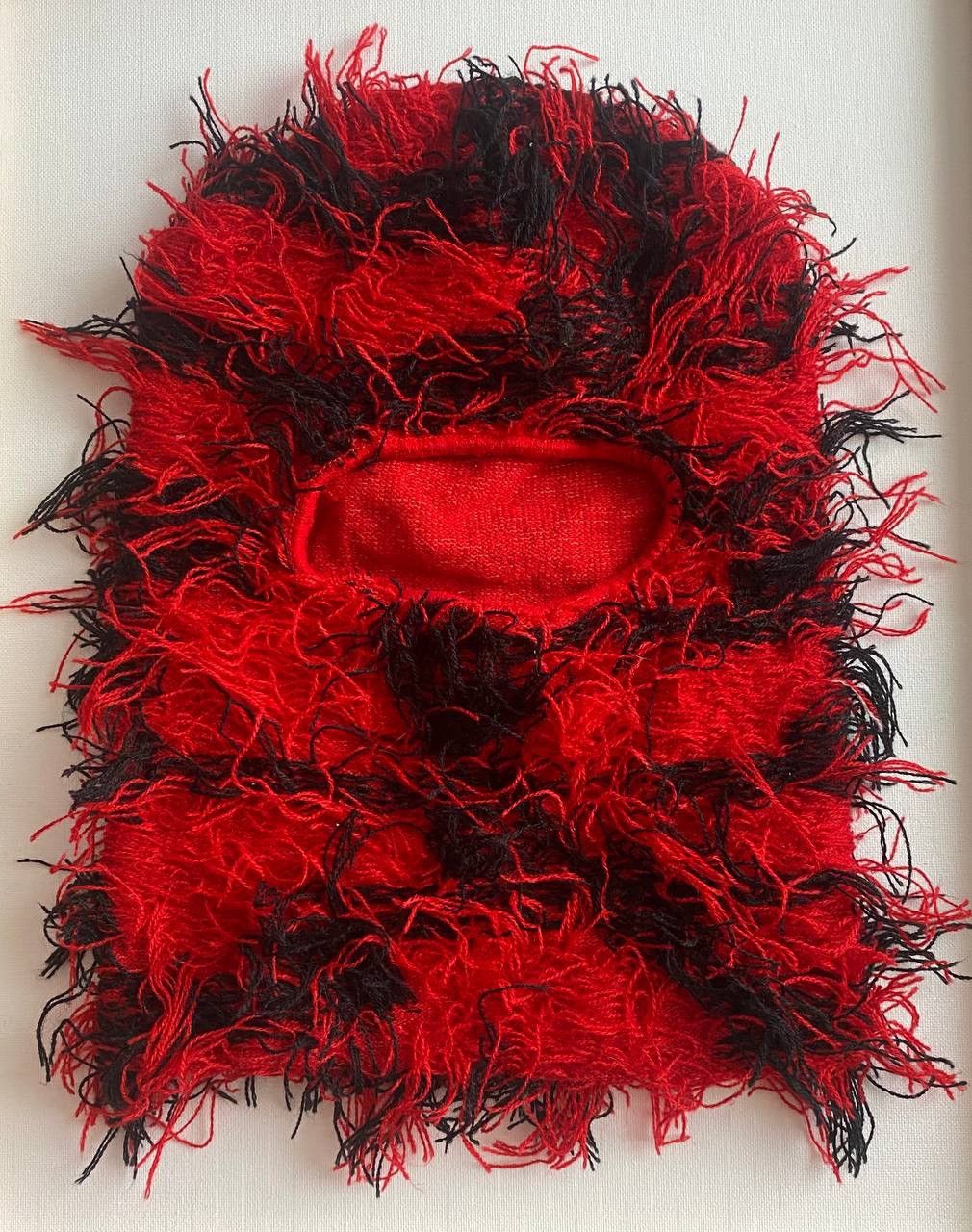 Japanese Brand DISTRESSED Red/Balck Y2k Opium BALACLAVA Hat Size ONE SIZE - 3 Thumbnail