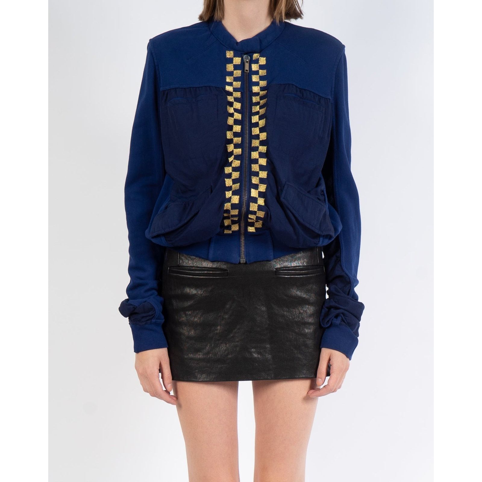 Haider Ackermann FW19 Embroidered Bomber Jacket in Blue Beige Perth Cotton Size S / US 4 / IT 40 - 1 Thumbnail