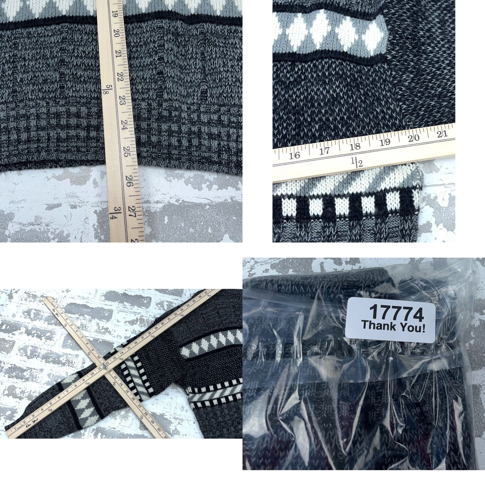 Vintage VINTAGE Campus Sweater Geometric Knit Gray Black XL Men Pullover 90s Logo Multi-Season Casual Dress Sports Size US XL / EU 56 / 4 - 8 Thumbnail