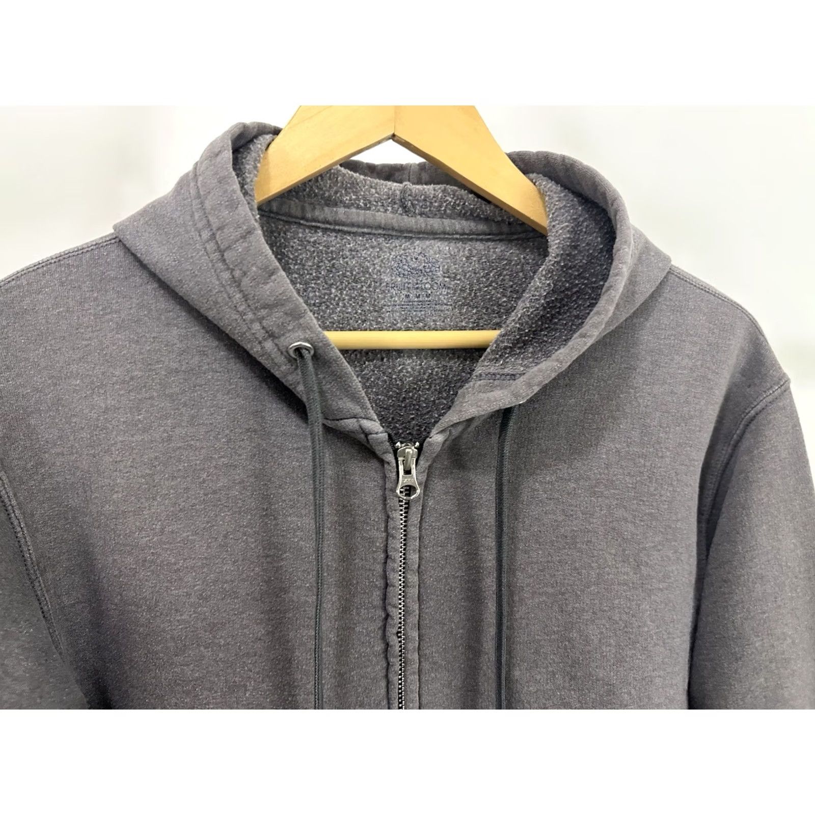 Fruit Of The Loom VTG FOTL Faded Gray Work WIP Full Zip Hoodie Sweatshirt Size M Men Gray/Medium Full Zip Grunge Workwear Distressed 90s? Size US M / EU 48-50 / 2 - 5 Thumbnail