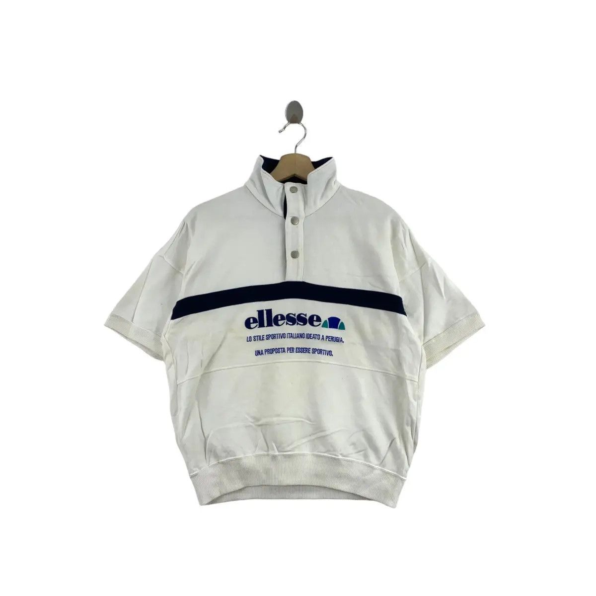 Ellesse Vintage ELLESSE PERUGIA ITALIA Half Button Cropped Top Size L / US 10 / IT 46 - 1 Thumbnail