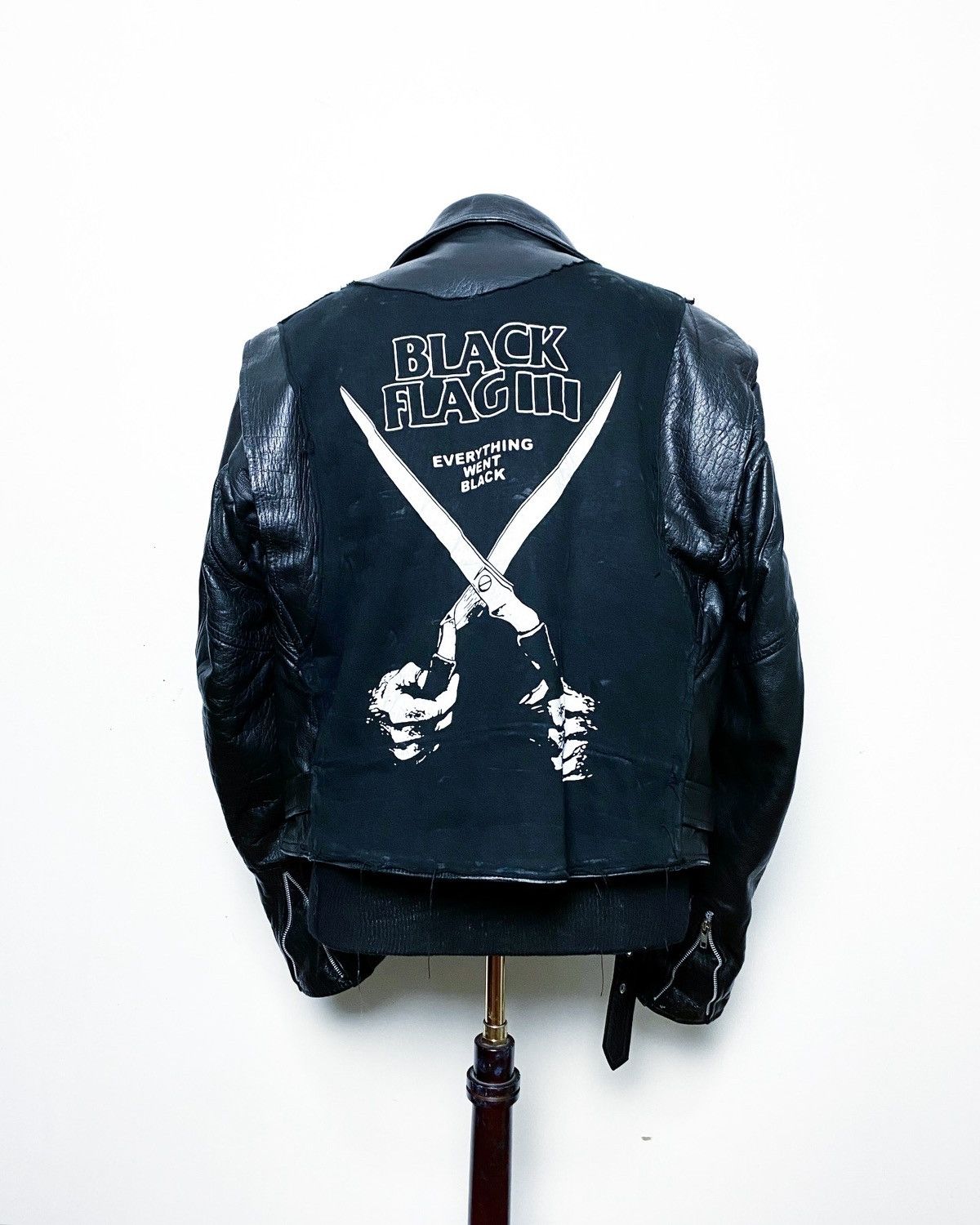 Art Comes First BLACK FLAG CUSTOM BLACK LEATHER BIKE PUNK GOTH 666 JACKET Size US XXL / EU 58 / 5 - 3 Thumbnail