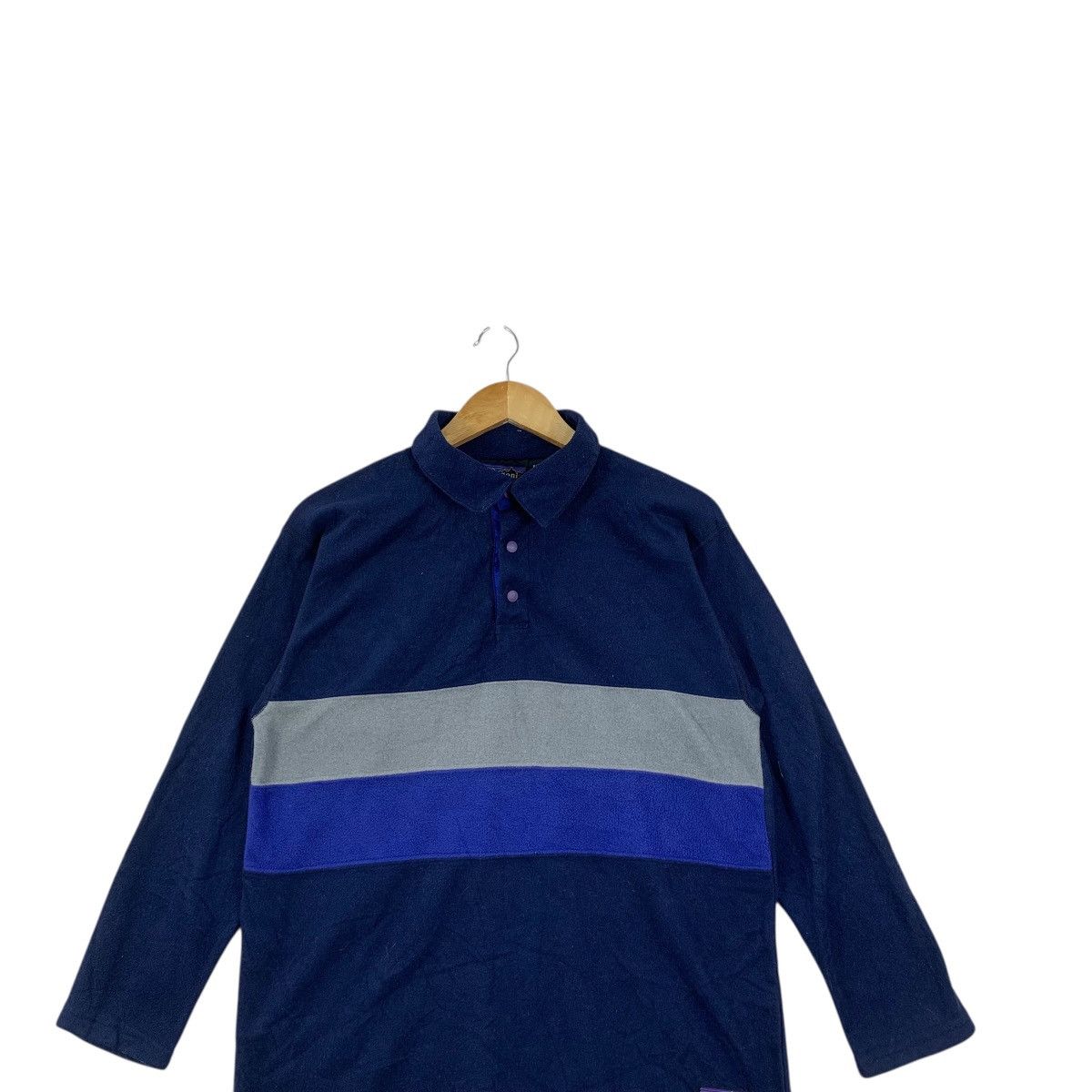 Patagonia Vintage PATAGONIA MADE IN USA Striped Fleece Polo Tee Shirt Size US M / EU 48-50 / 2 - 2 Thumbnail