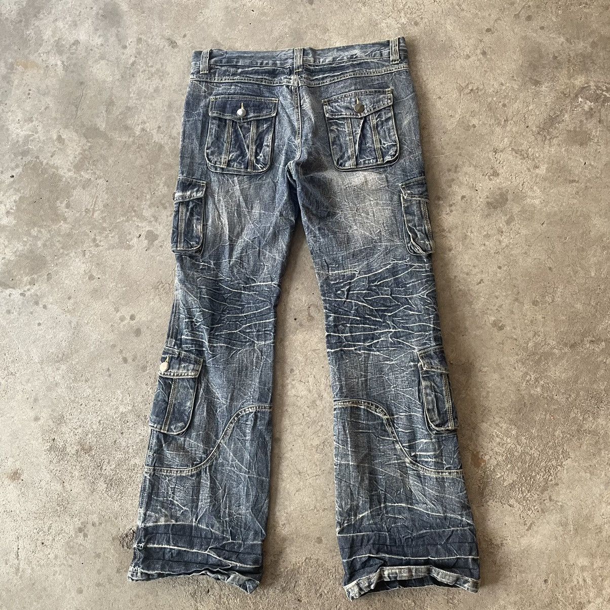 LOWBOX Vintage Lowbox Bondage Cargo Tactical Punk Flare Denim Size US 37 - 2 Thumbnail