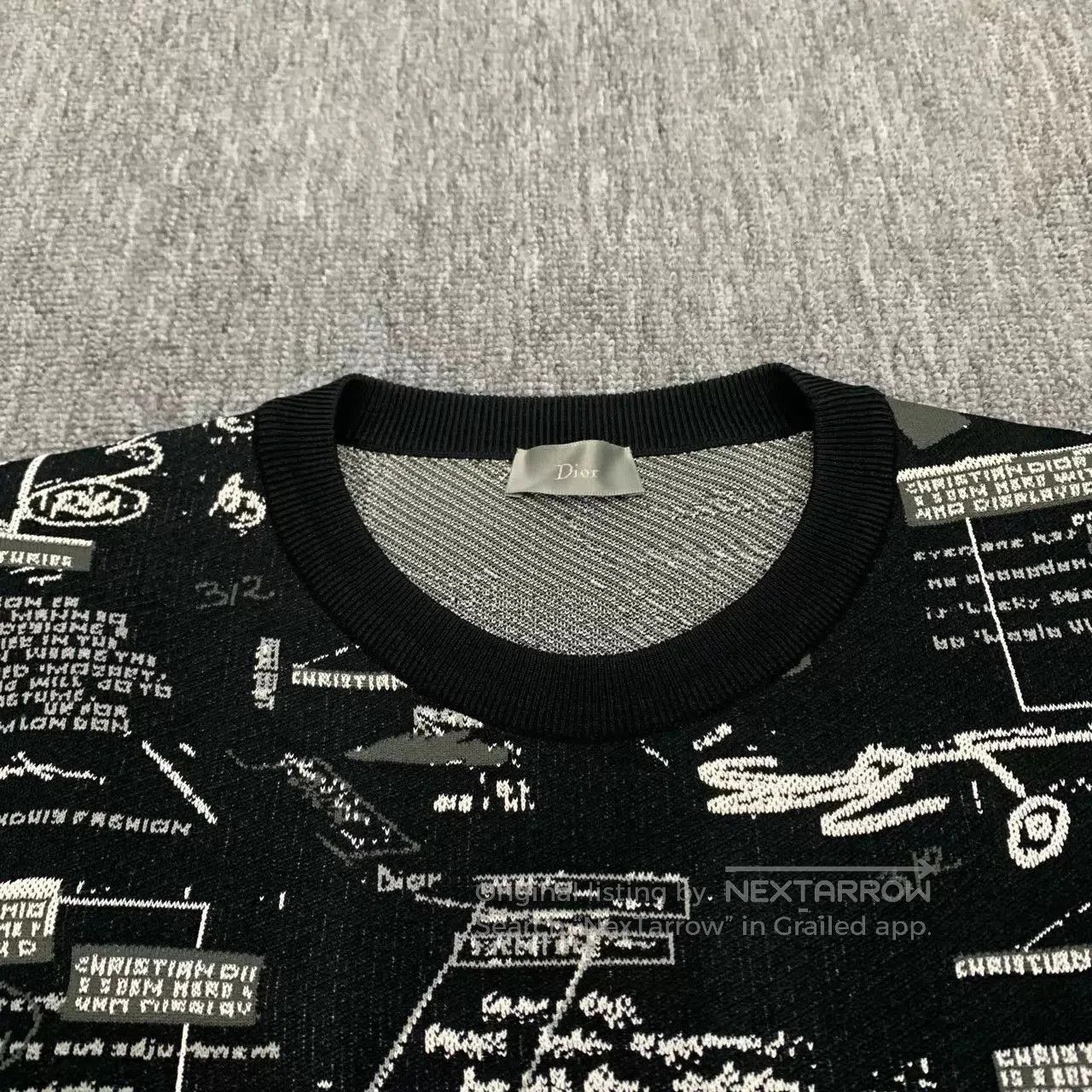 Dior Black Printed Long Sleeve Sweater. Size US L / EU 52-54 / 3 - 7 Thumbnail