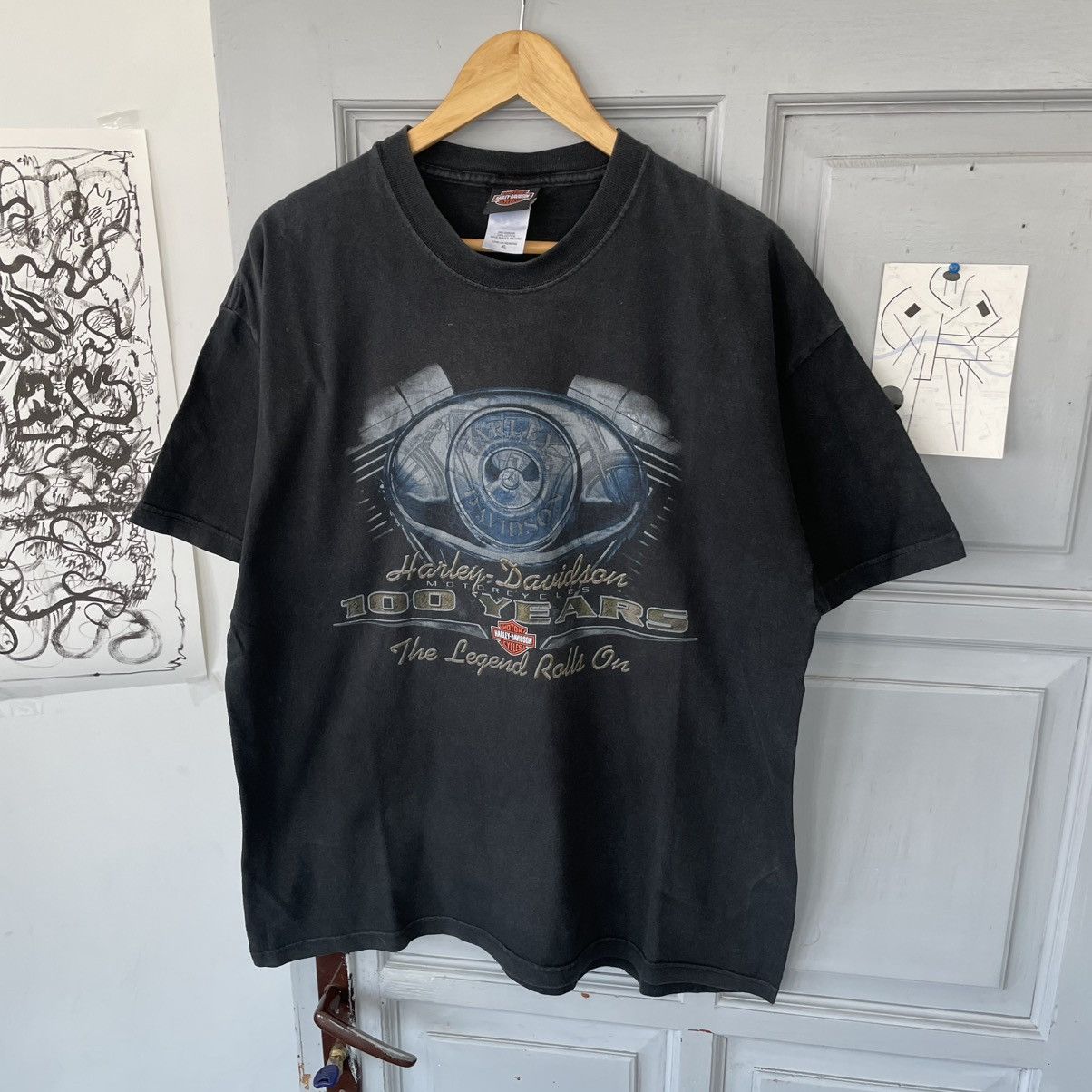 Harley Davidson × Vintage Vintage 90’s Harley Davidson 100 Years T-shirt Size US XL / EU 56 / 4 - 3 Thumbnail