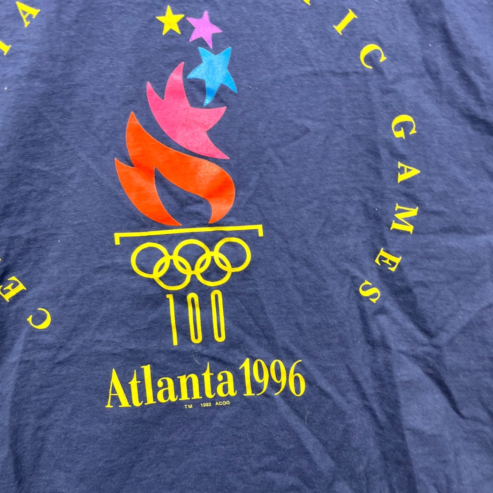 Champion VINTAGE 1996 Atlanta Olympic Games Champion T Shirt XL Blue Mens Short Sleeve Shirt Size US XL / EU 56 / 4 - 3 Thumbnail