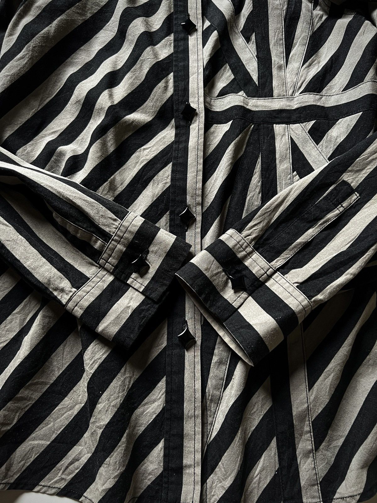 Japanese Brand Ba-Tsu Club Striped Button Up Shirt Patchwork Archive Y2K Size M / US 6-8 / IT 42-44 - 4 Thumbnail