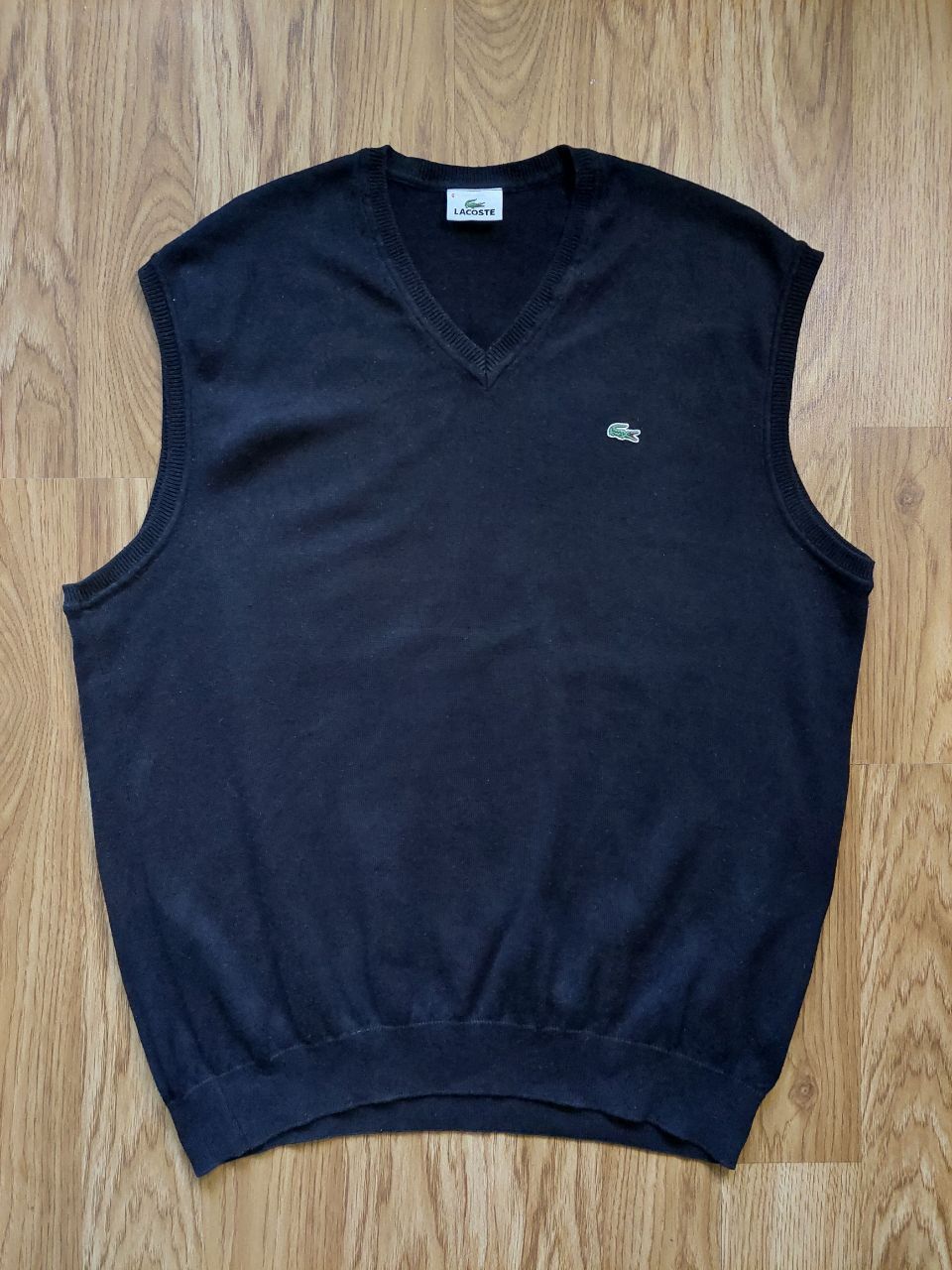 Pre-owned Lacoste X Vintage Lacoste 00s Vintage V-neck Small Logotype Classic Vest In Black