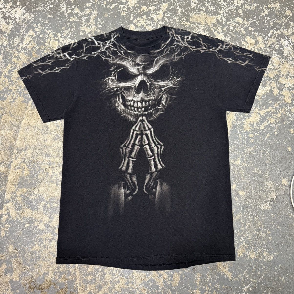Affliction Vintage Skull Skeleton Praying Black Y2K Grunt Grunge Tshirt Size US M / EU 48-50 / 2 - 1 Thumbnail