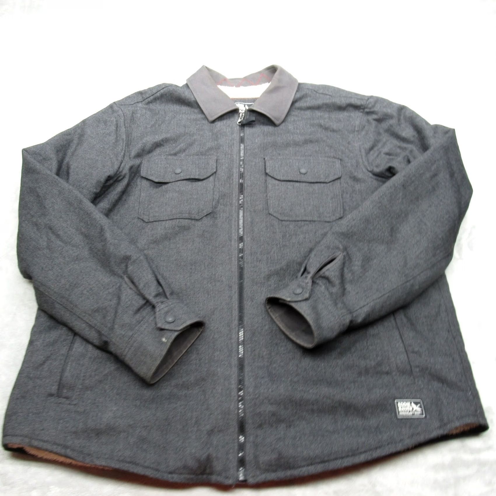 Eddie Bauer Eddie Bauer Shirt Jacket Mens XL Gray Full Zip Pockets Insulated Lined Sherpa Cotton Polyester Outdoor Retro Size US XL / EU 56 / 4 - 2 Thumbnail