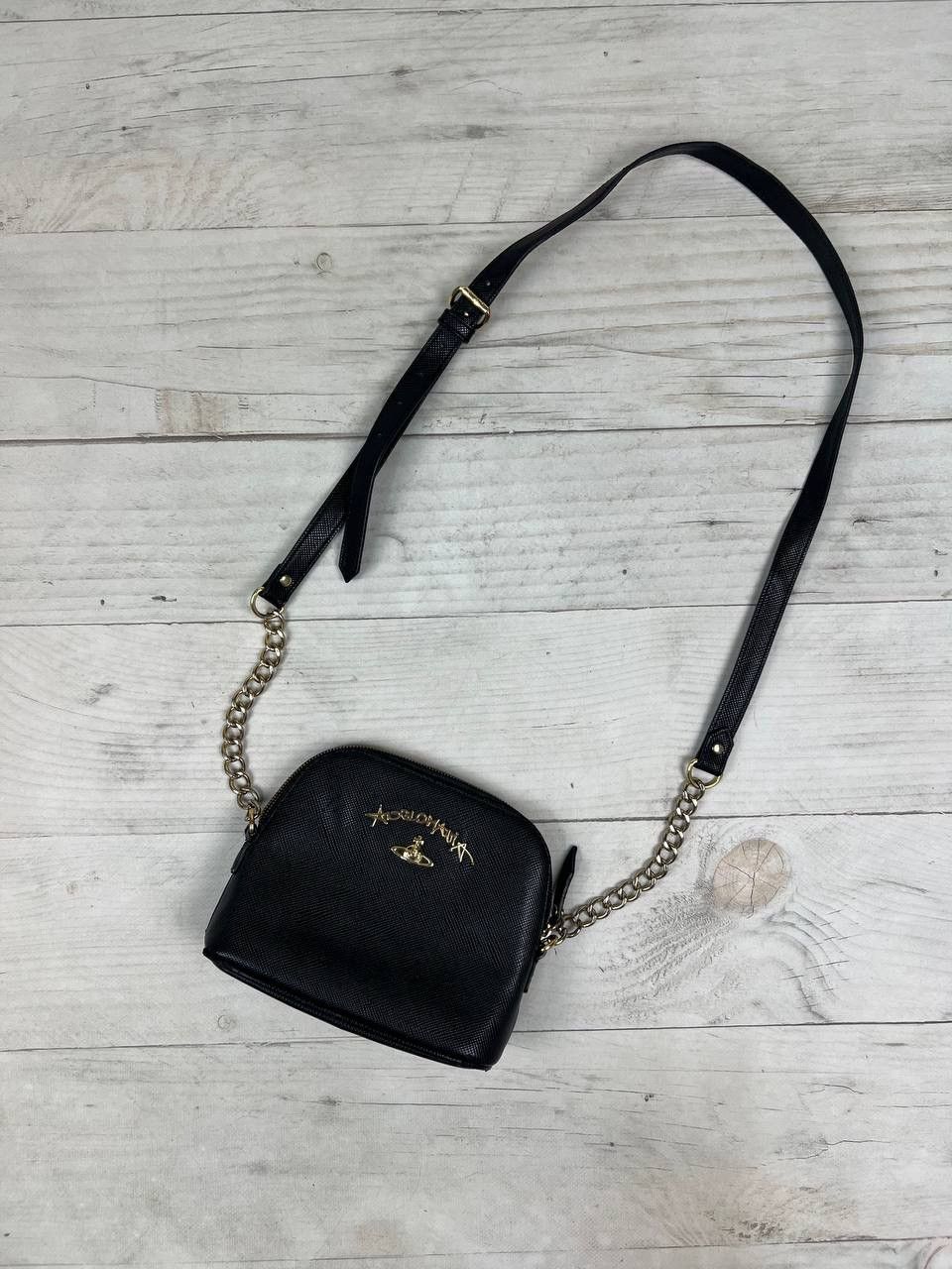 Vivienne Westwood Anglomania Logo Orb Shoulers Bag Leather