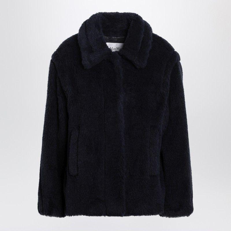 Max Mara Max Mara Navy Faux-Fur Coat Size S / US 4 / IT 40 - 1 Thumbnail