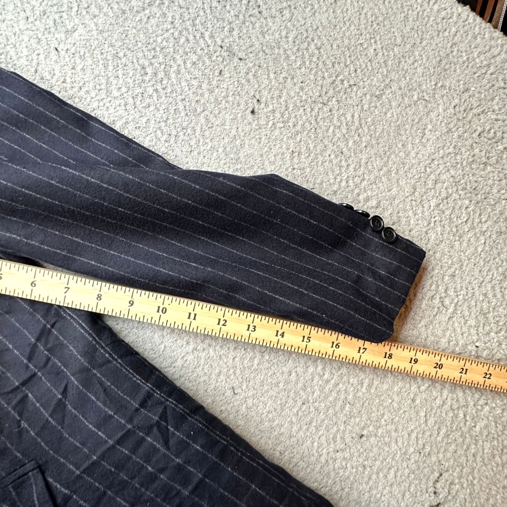 Brooks Brothers Brooks Brothers Pinstripe Wool Suit Jacket Mens 42 Long Navy Blue Italy Wool Jacket Coat Suit hình? Size 42R - 7 Thumbnail