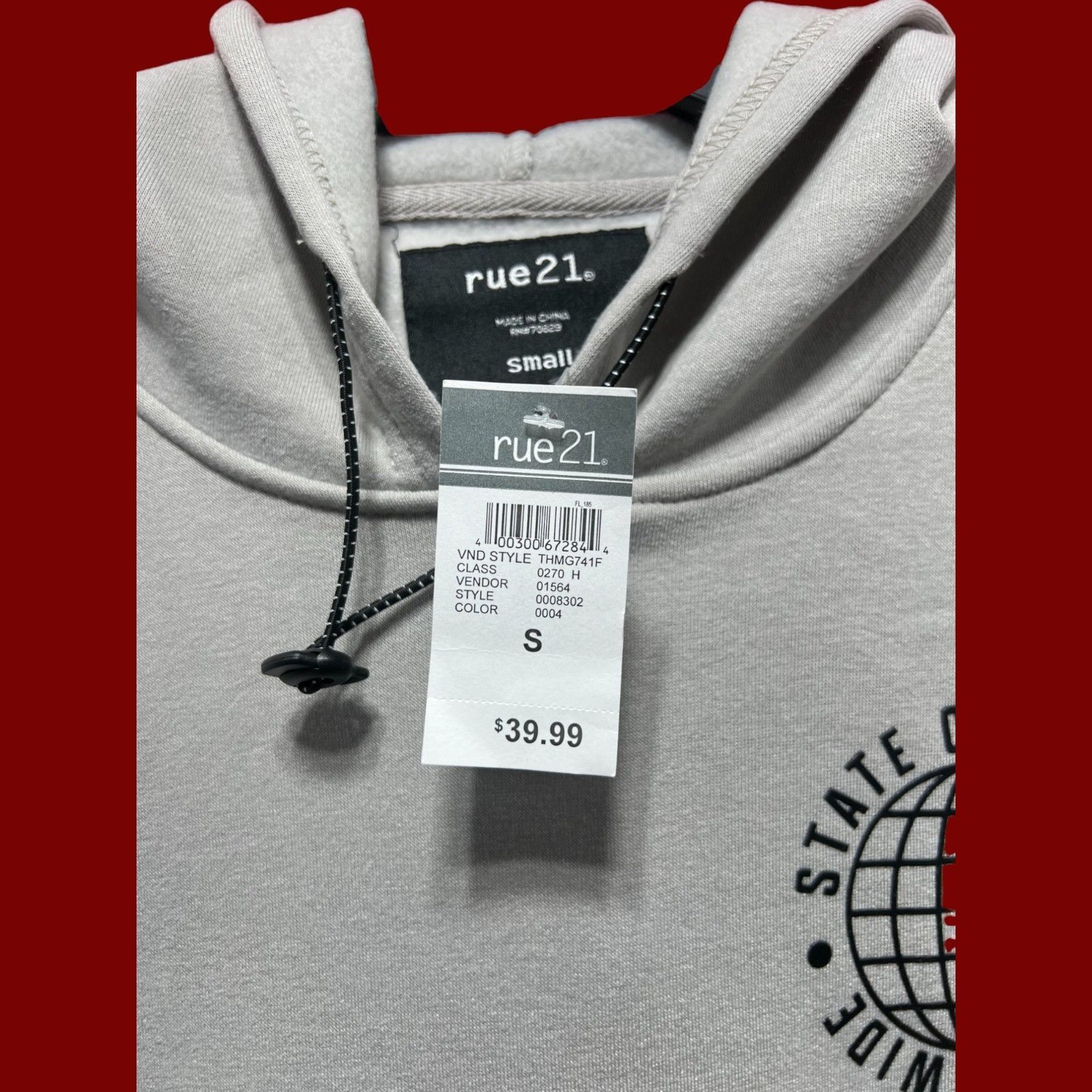 rue21 Rue 21 - Men's Long Sleeve Hooded Sweatshirt - Gray - Small Size US S / EU 44-46 / 1 - 8 Thumbnail