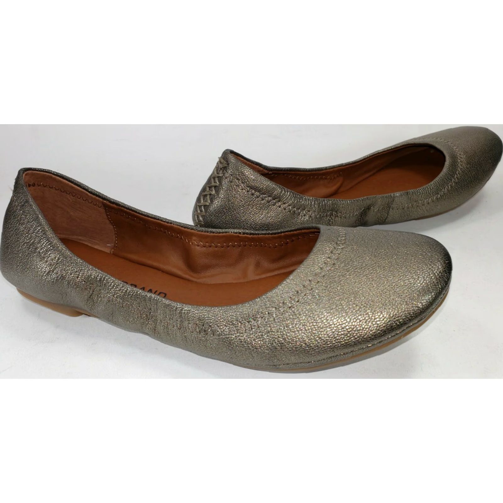 Lucky Brand Lucky Brand Ballet Flats Women US 6 M Pewter Metallic Leather Flat Slip-On Comfortable Cushioned Lined Padded Solid Pattern Barn 6M Size US 6 / IT 36 - 2 Thumbnail