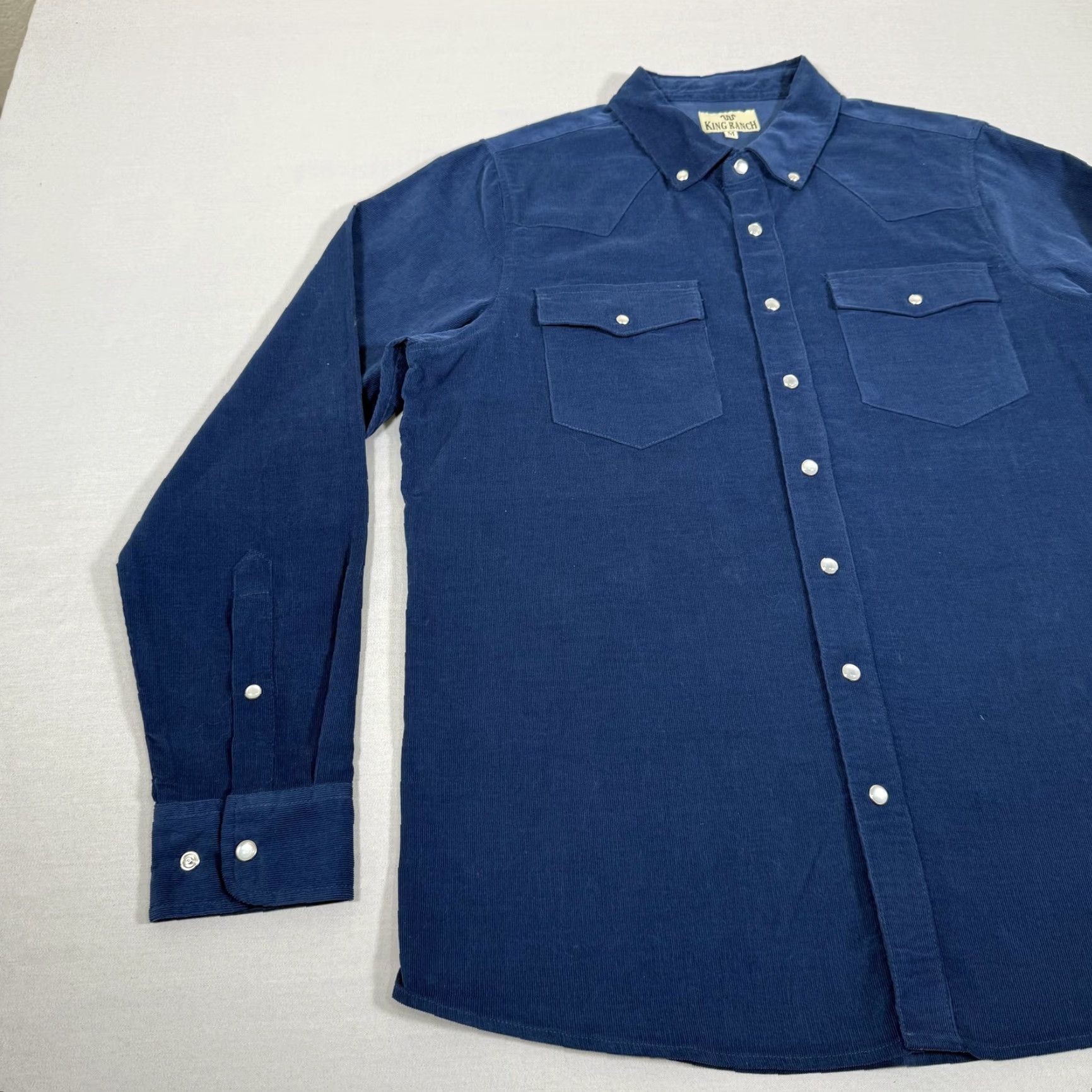 Vintage King Ranch Shirt Mens Medium Blue Corduroy Pearl Snap Western Cowboy Long Sleeve Size US M / EU 48-50 / 2 - 5 Thumbnail