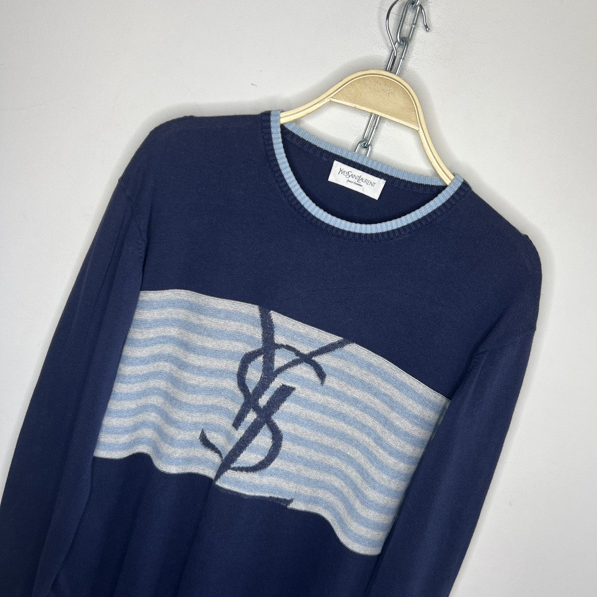 Yves Saint Laurent Yves Saint Laurent YSL Big Logo Knit Sweater Pullover Size US M / EU 48-50 / 2 - 4 Thumbnail
