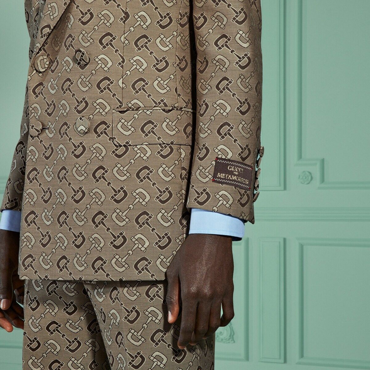 Gucci o1s1wg110125 Maxi Horsebit Cotton Jacket in Beige/Brown Size US XL / EU 56 / 4 - 4 Thumbnail