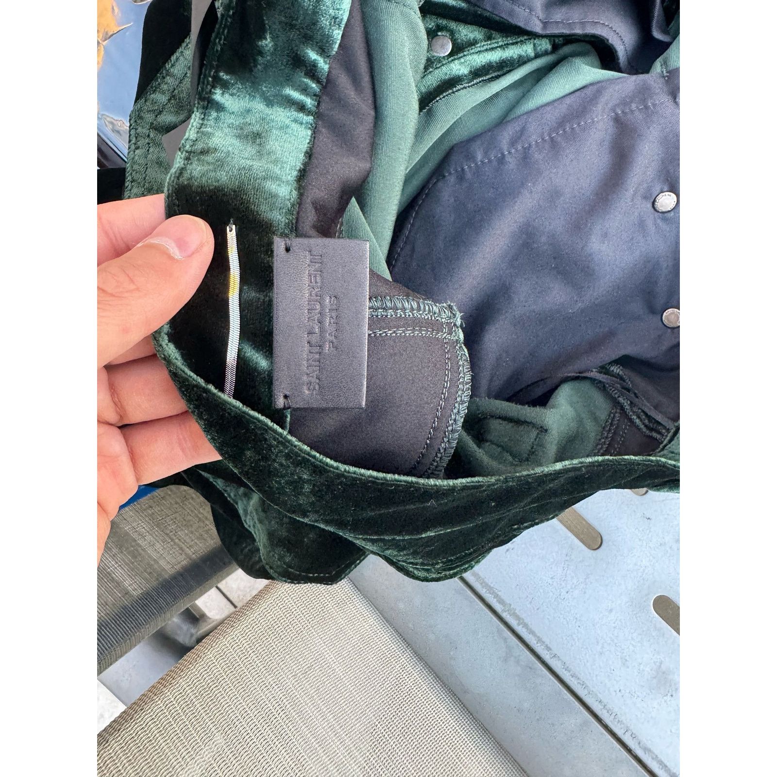 Saint Laurent Paris o1rshd1 Wide Leg Velvet / Velour Pants in Dark Forest Green Size US 34 / EU 50 - 14 Thumbnail