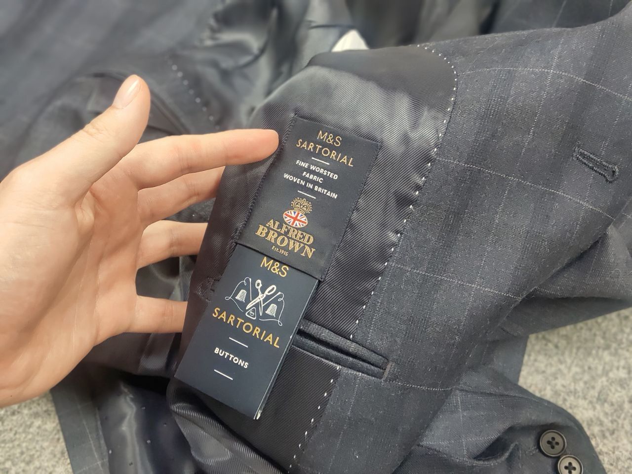 Marks & Spencer Marks & Spencer By Alfred Brown Wool Navy suit Blazer Pants Size 48L - 21 Thumbnail