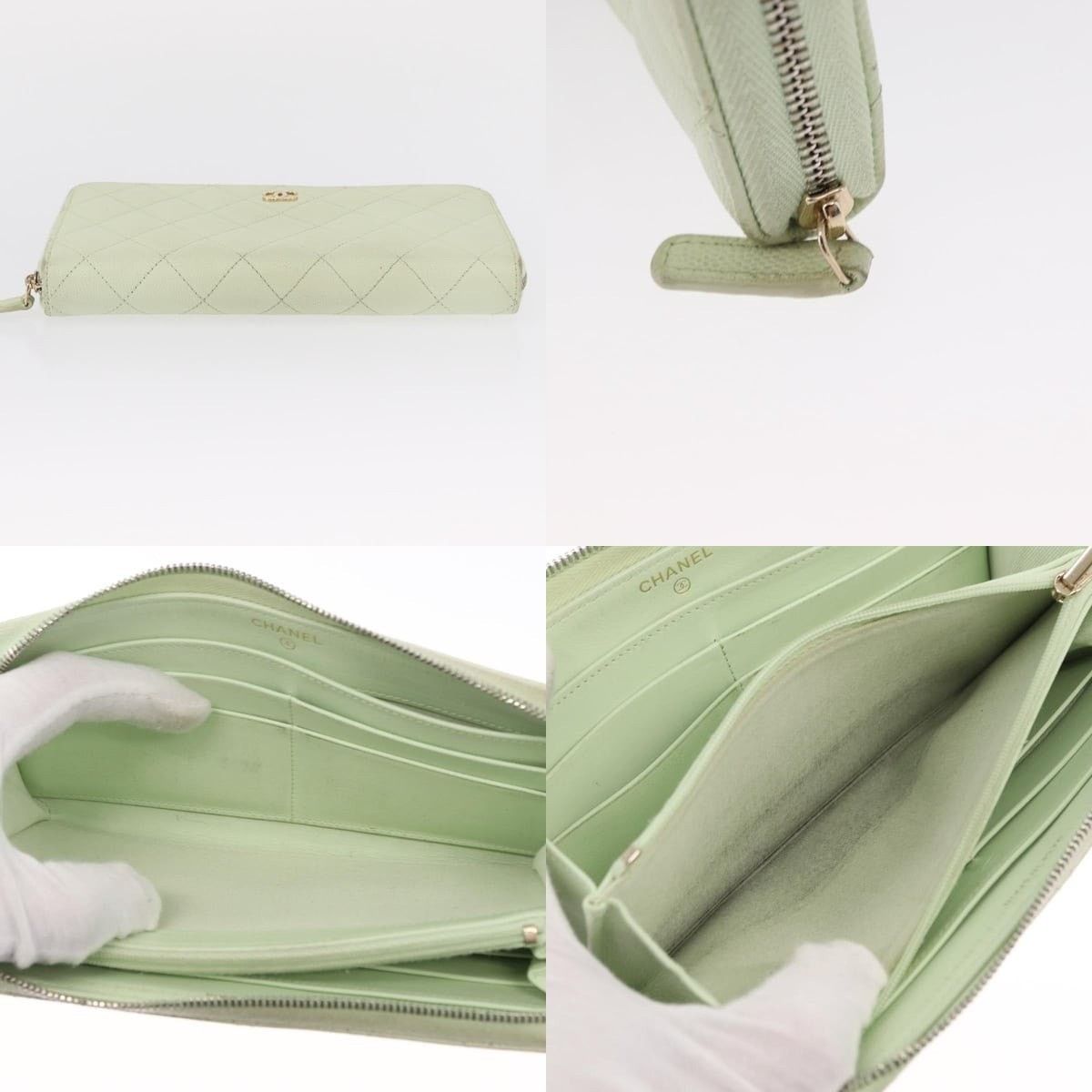 Chanel Chanel Long Wallet Caviar Skin Green Gold CC Size ONE SIZE - 4 Thumbnail