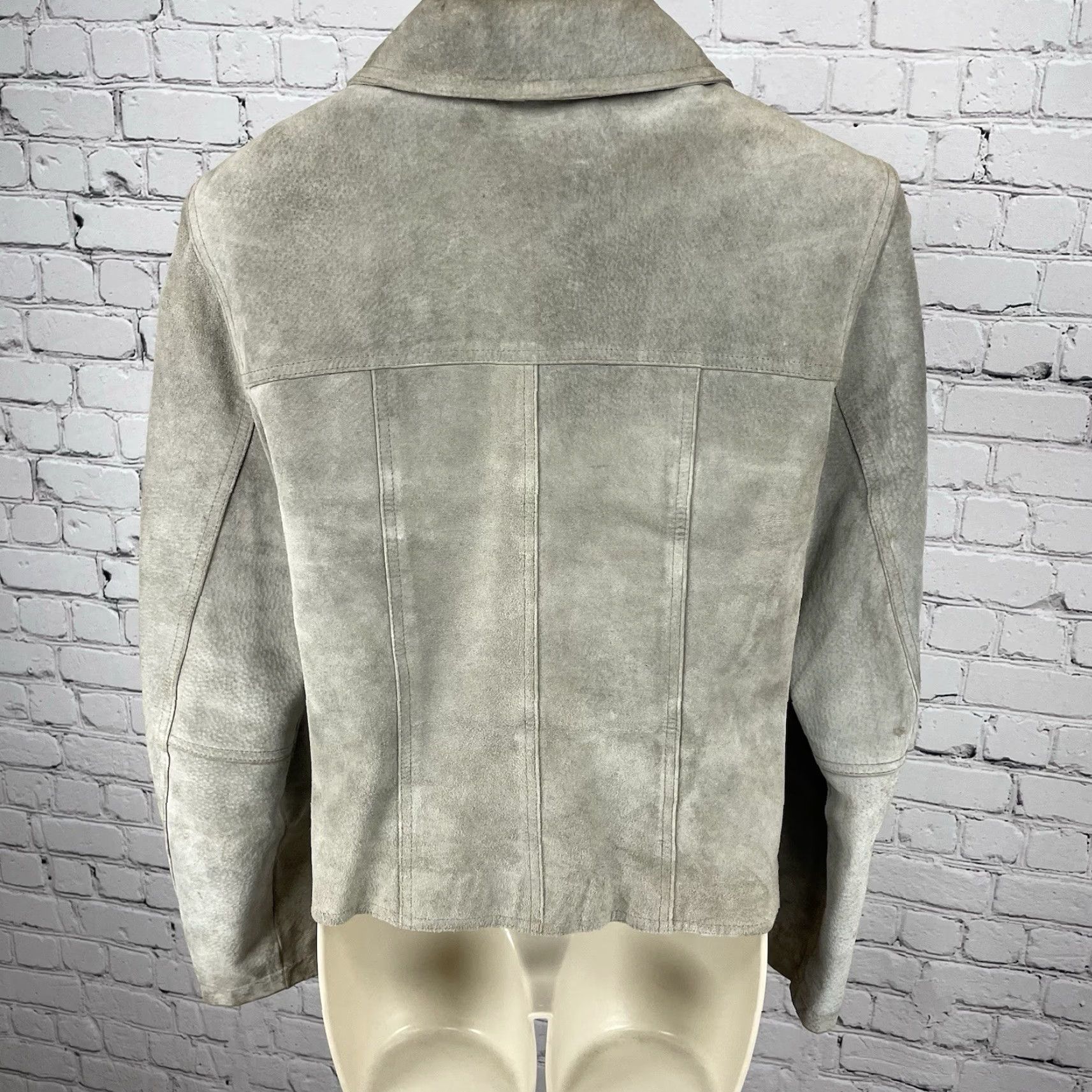 Express VINTAGE Express Gray Genuine Suede Satin Lined Zipped Jacket M Womens Size M / US 6-8 / IT 42-44 - 2 Thumbnail