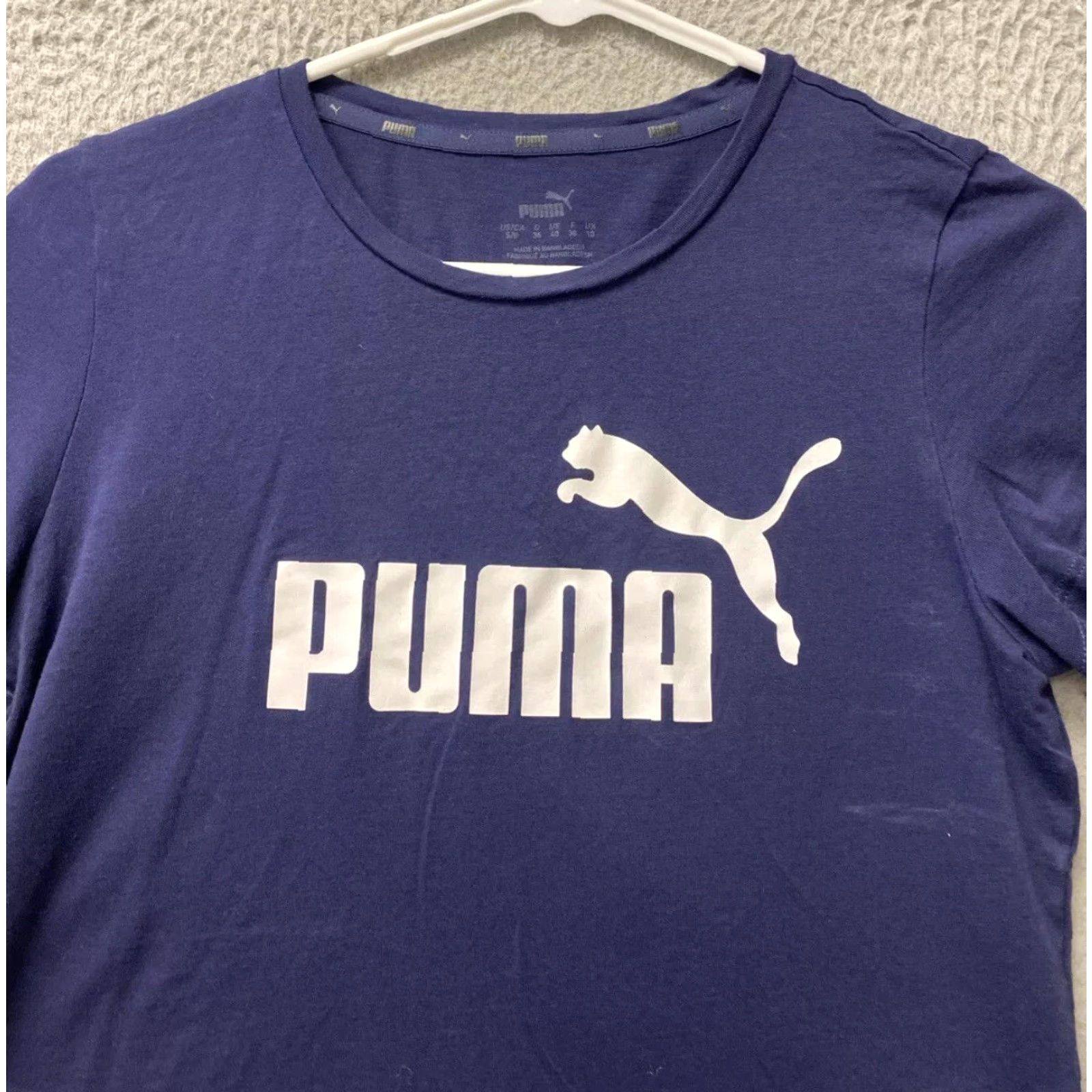 Puma PUMA Womens Short Sleeve Graphic T-Shirt Size S Navy White Logo /82-91 Size S / US 4 / IT 40 - 2 Thumbnail