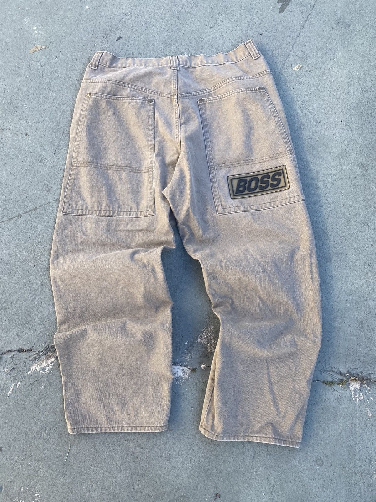 image of Affliction x Hugo Boss Crazy Vintage Y2K Baggy Boss Jnco Style Skate Pants in Brown, Men's (Size 40