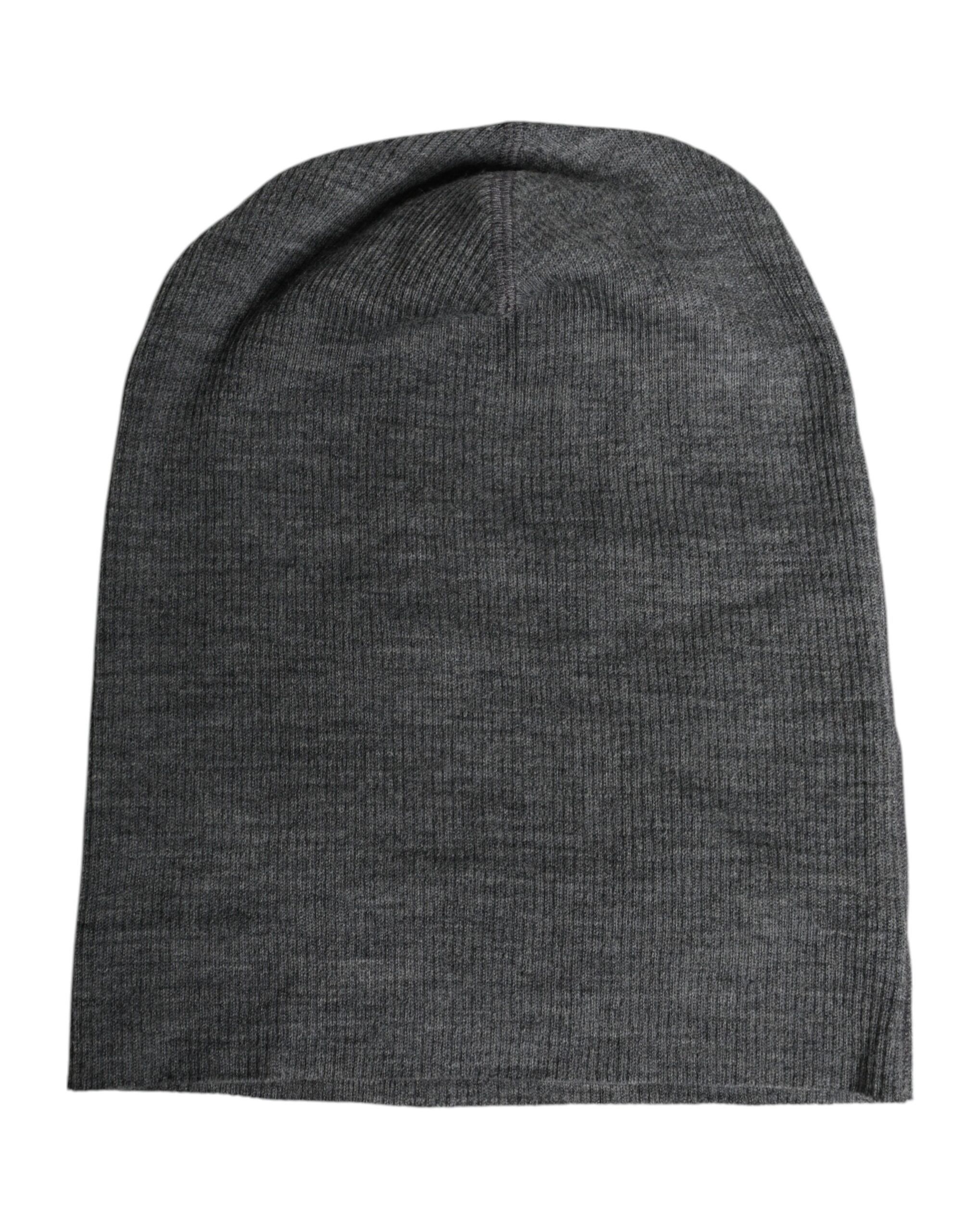 Dolce & Gabbana Gray Wool Blend Knitted Beanie Men's Cap Size ONE SIZE - 1 Thumbnail