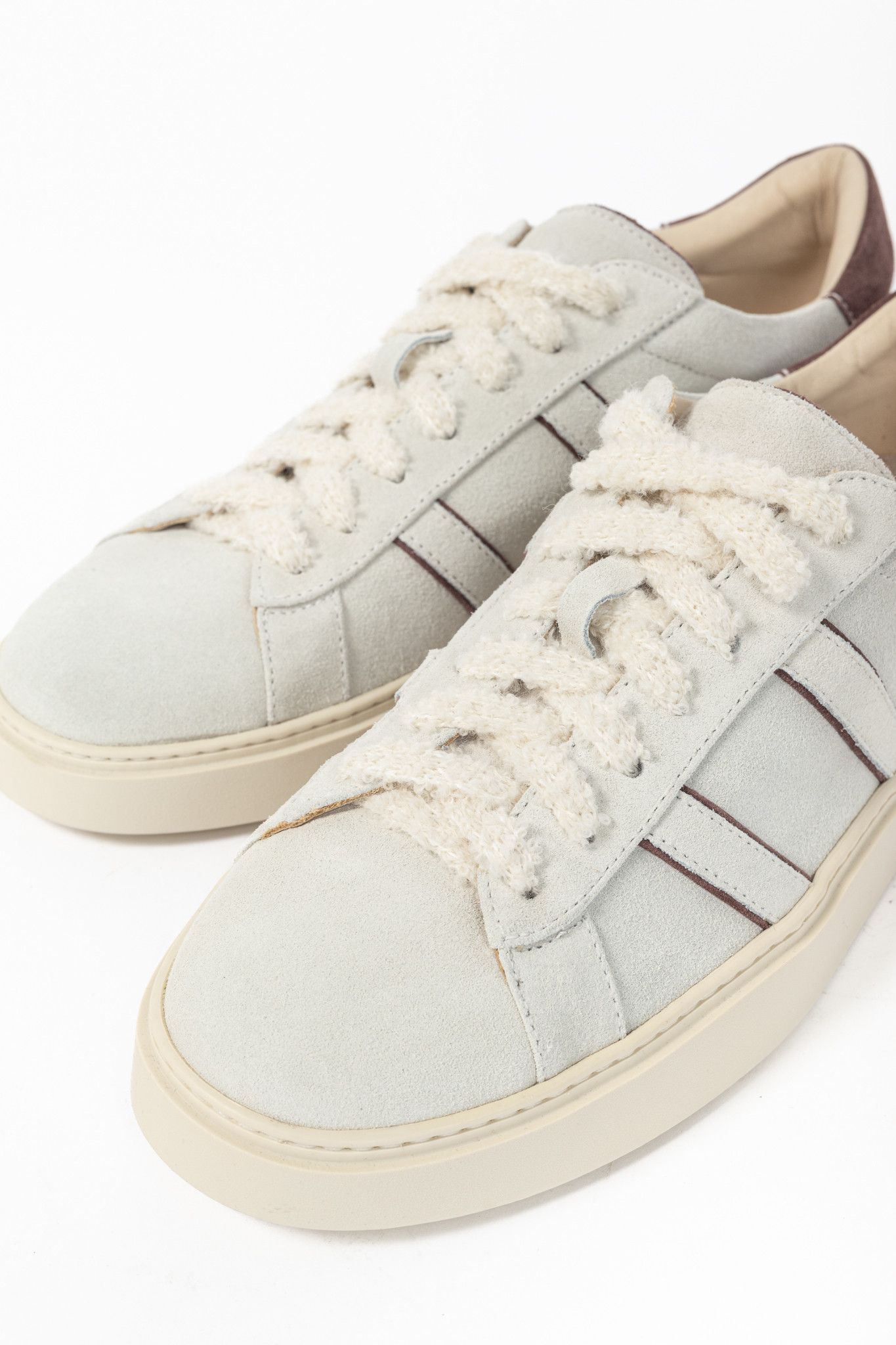 Eleventy Eleventy "White" Suede Double-Stripe Low-Top Sneakers Size US 11 / EU 44 - 6 Thumbnail