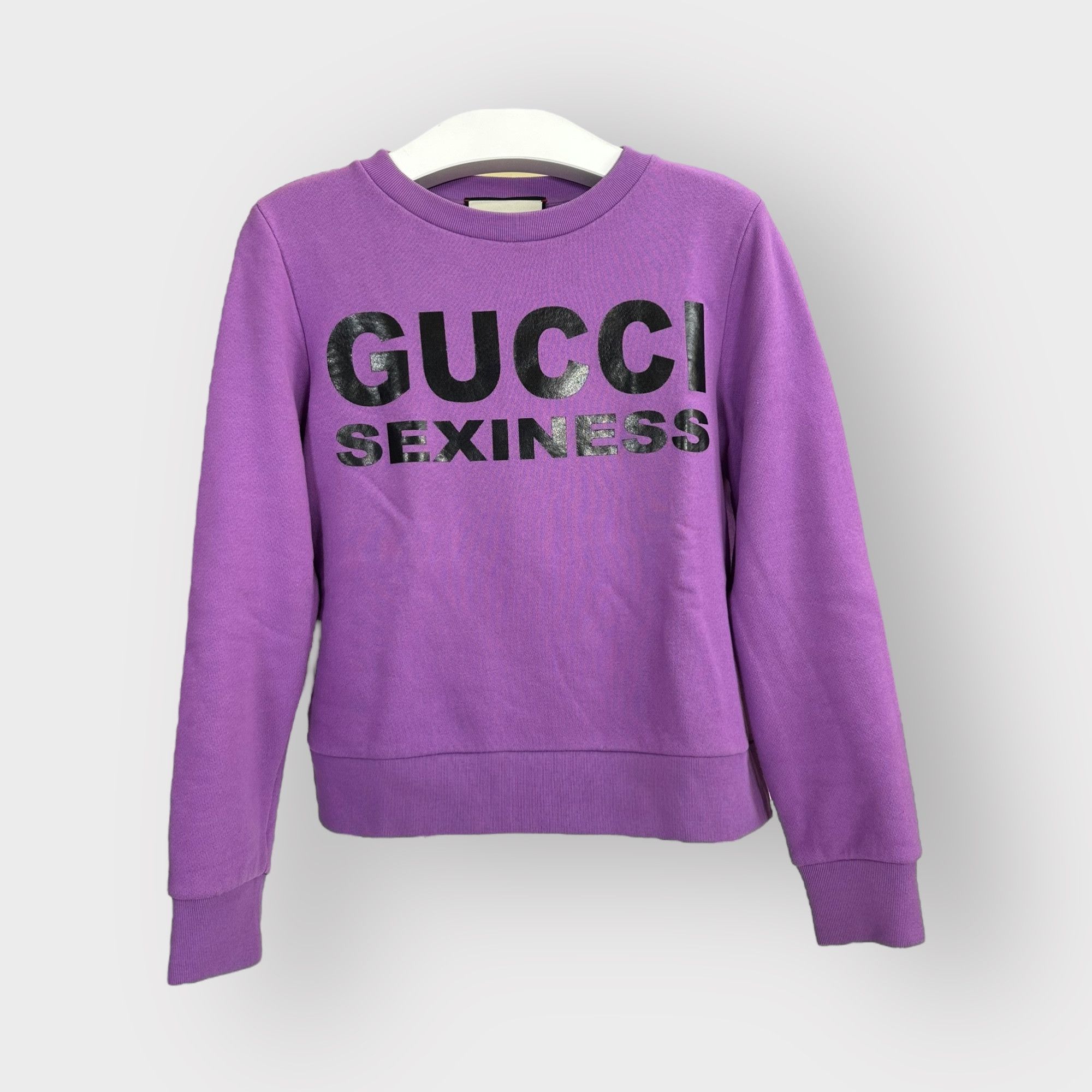 image of Gucci Sweatshirt Sexiness Logo Purple Crewneck, Women's (Size XS)