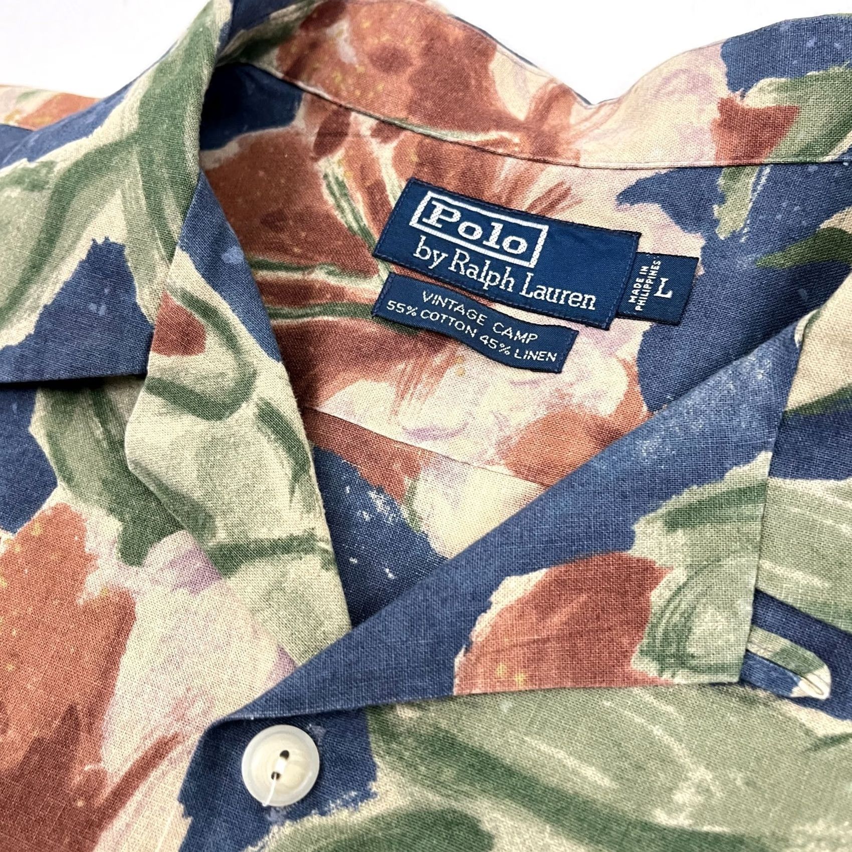 Polo Ralph Lauren Polo Ralph Lauren Vintage Camp Shirt Mens L Linen Blend Blue Floral Hawaiian Y2K Size US L / EU 52-54 / 3 - 3 Thumbnail