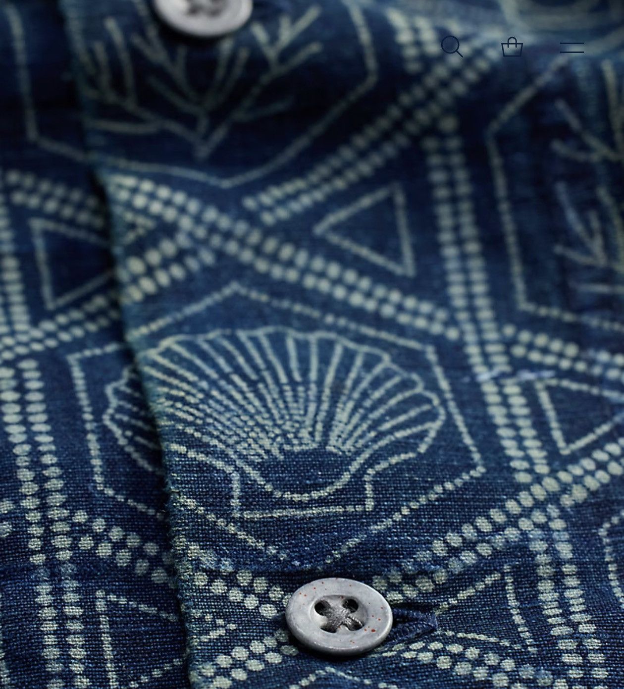 RRL Ralph Lauren Indigo Shell-Print Linen-Cotton Shirt Size US XL / EU 56 / 4 - 4 Thumbnail