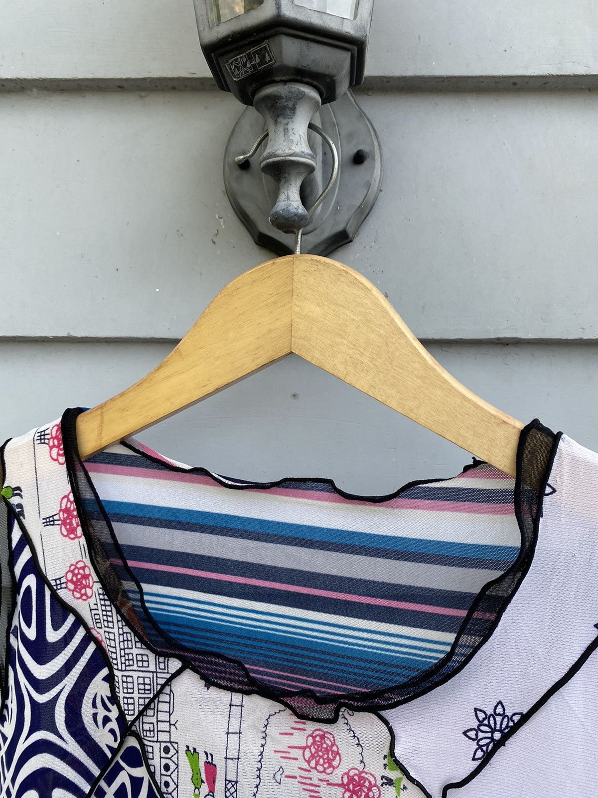 Japanese Brand Her Charming Multicolor Pattern Mesh Top Size M / US 6-8 / IT 42-44 - 3 Thumbnail