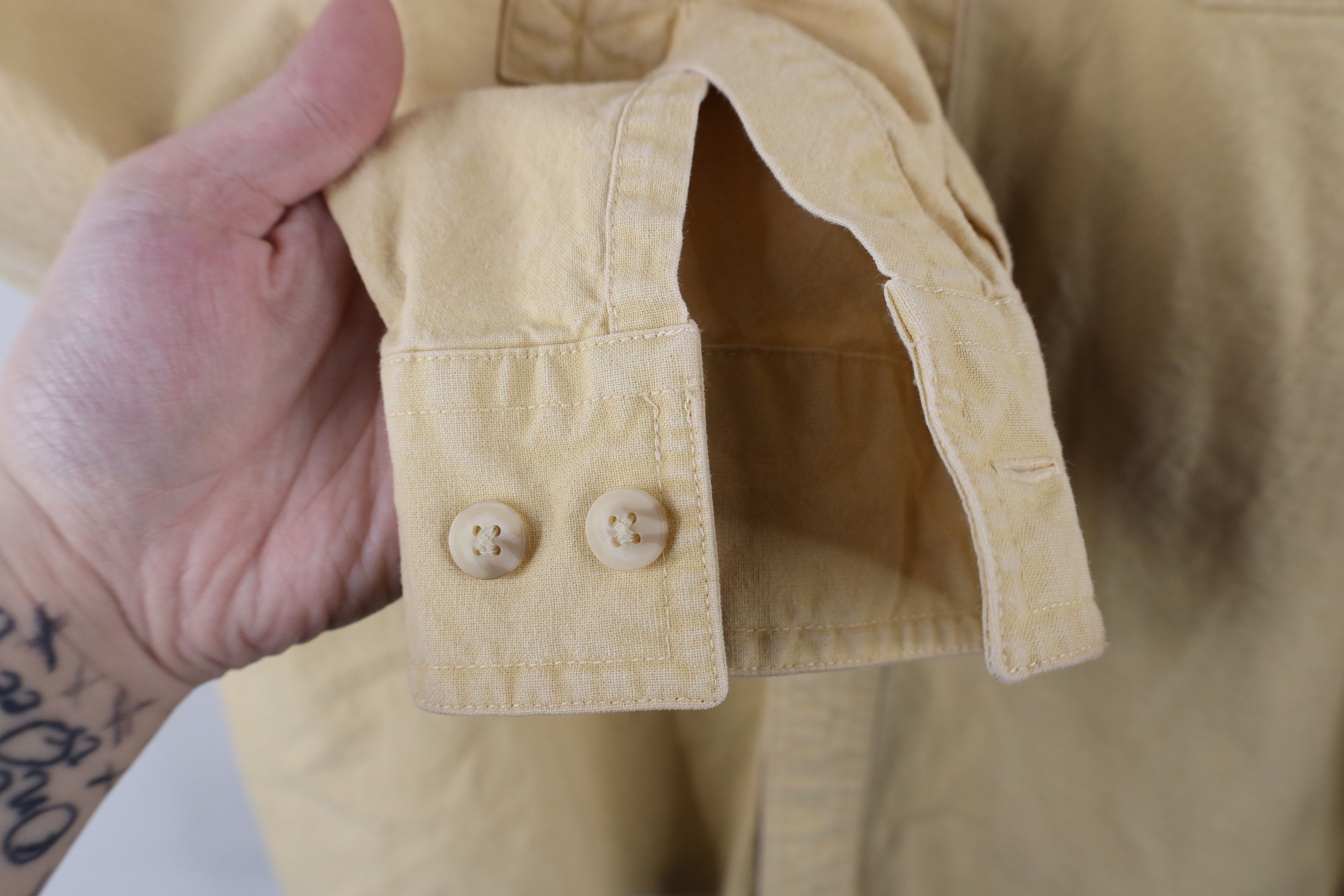 L.L. Bean × Vintage Vintage 90s LL Bean Stonewash Bush Button Shirt Yellow Size US M / EU 48-50 / 2 - 7 Thumbnail
