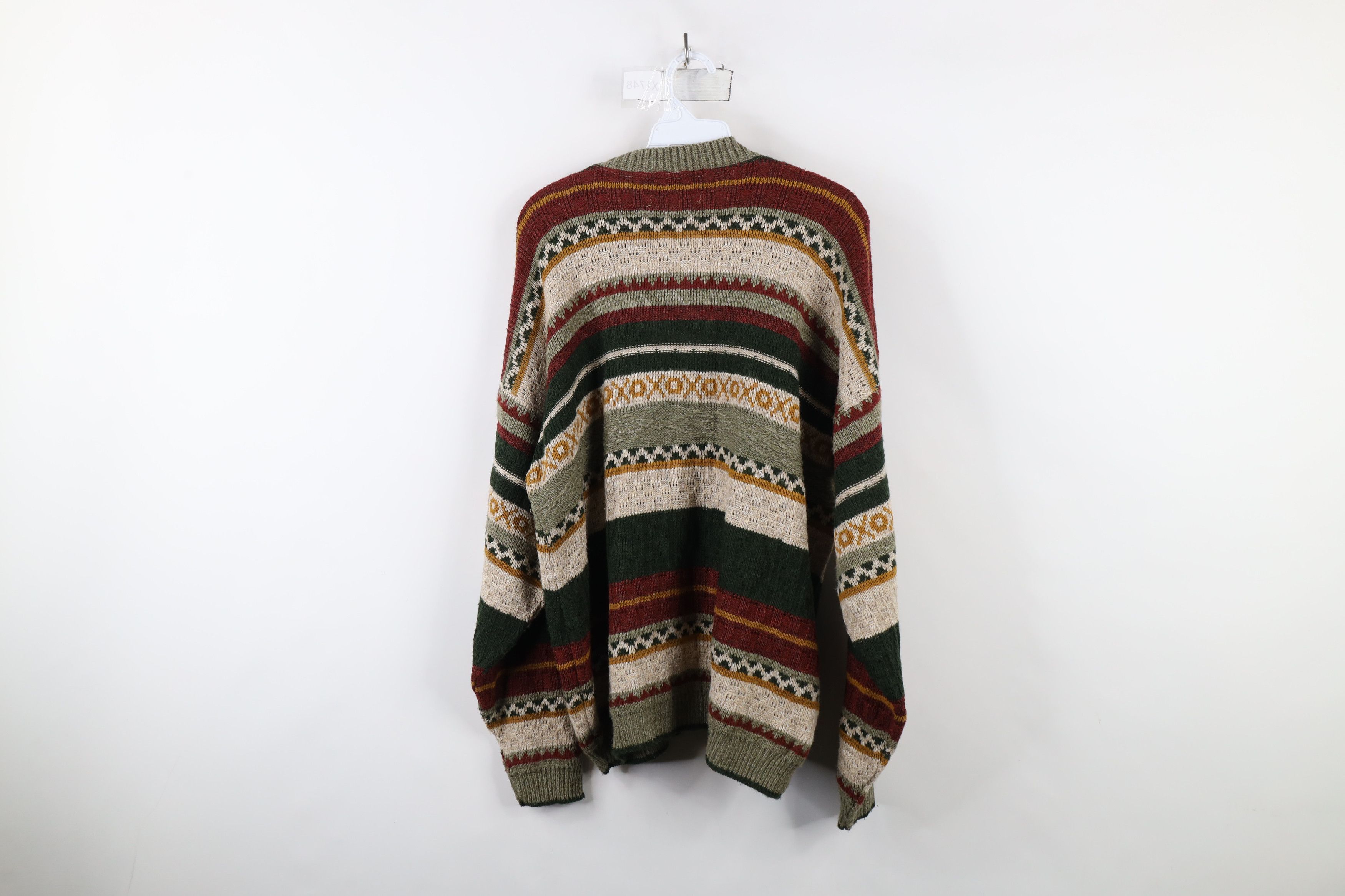 Vintage Vintage 90s Streetwear Fair Isle Knit Cardigan Sweater USA Size US XL / EU 56 / 4 - 7 Thumbnail