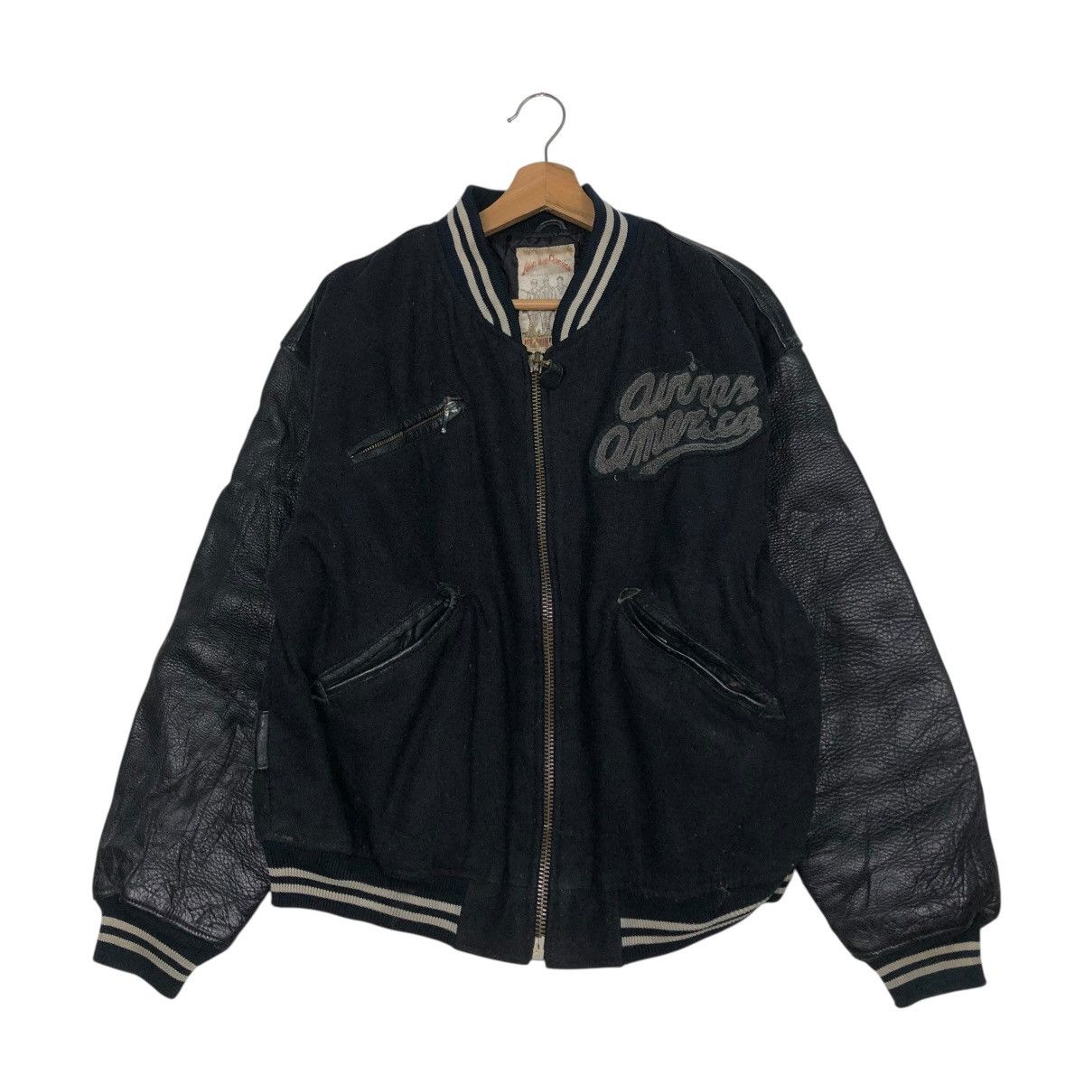 Avirex 🔥VINTAGE AVIREX AMERICA BOMBER VARSITY LEATHER JACKET Size US M / EU 48-50 / 2 - 3 Thumbnail